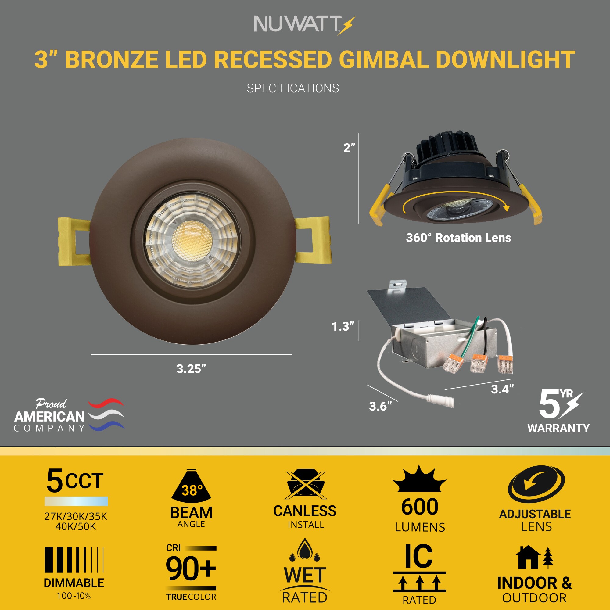NUWATT NWGMB-3-5CT-BZ-R16P Led-Retrofit-Downlight - View #2