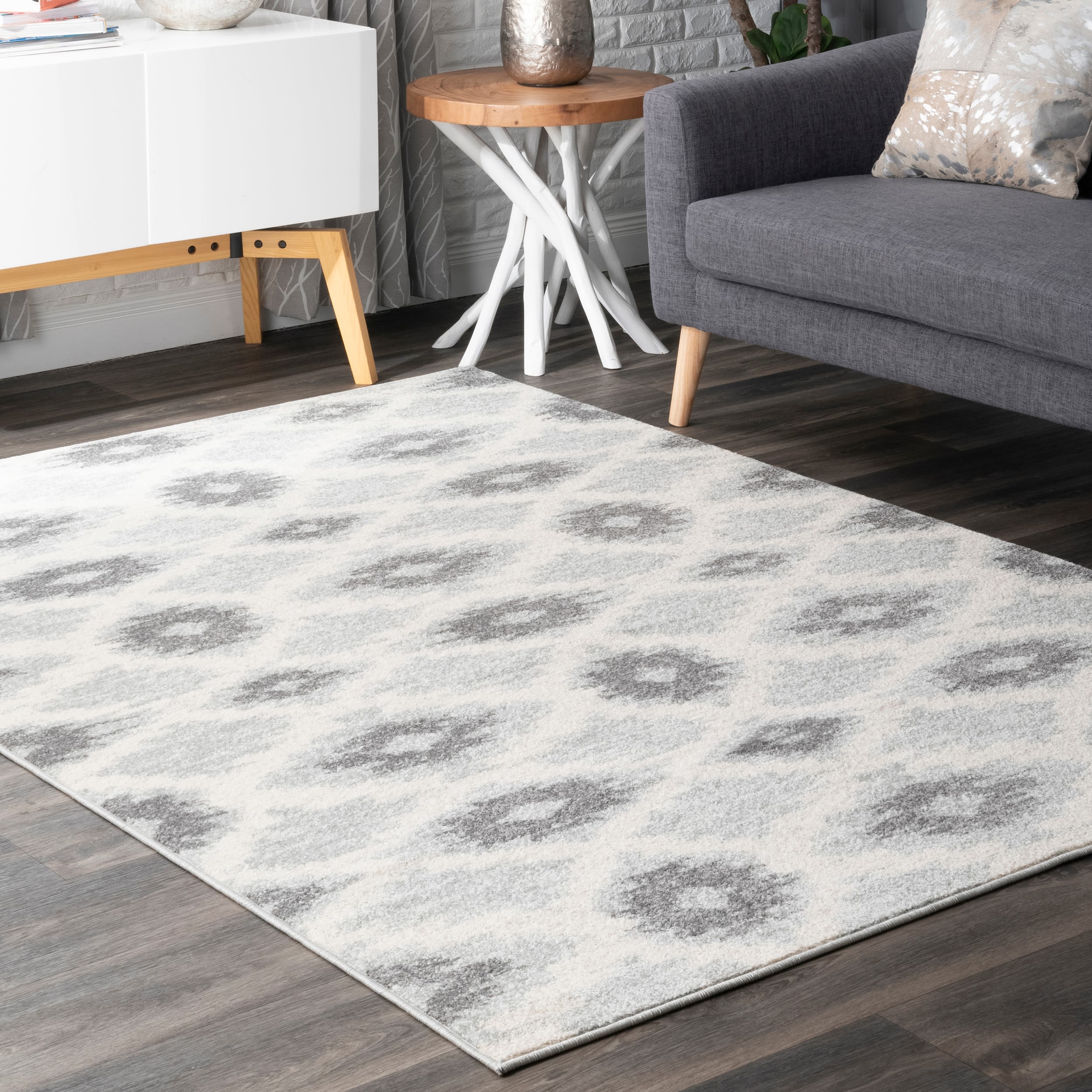 nuLOOM ERLR02A-6709 7 x 9 (ft) Polypropylene Gray Rectangular Indoor Distressed/Overdyed Vintage Area rug