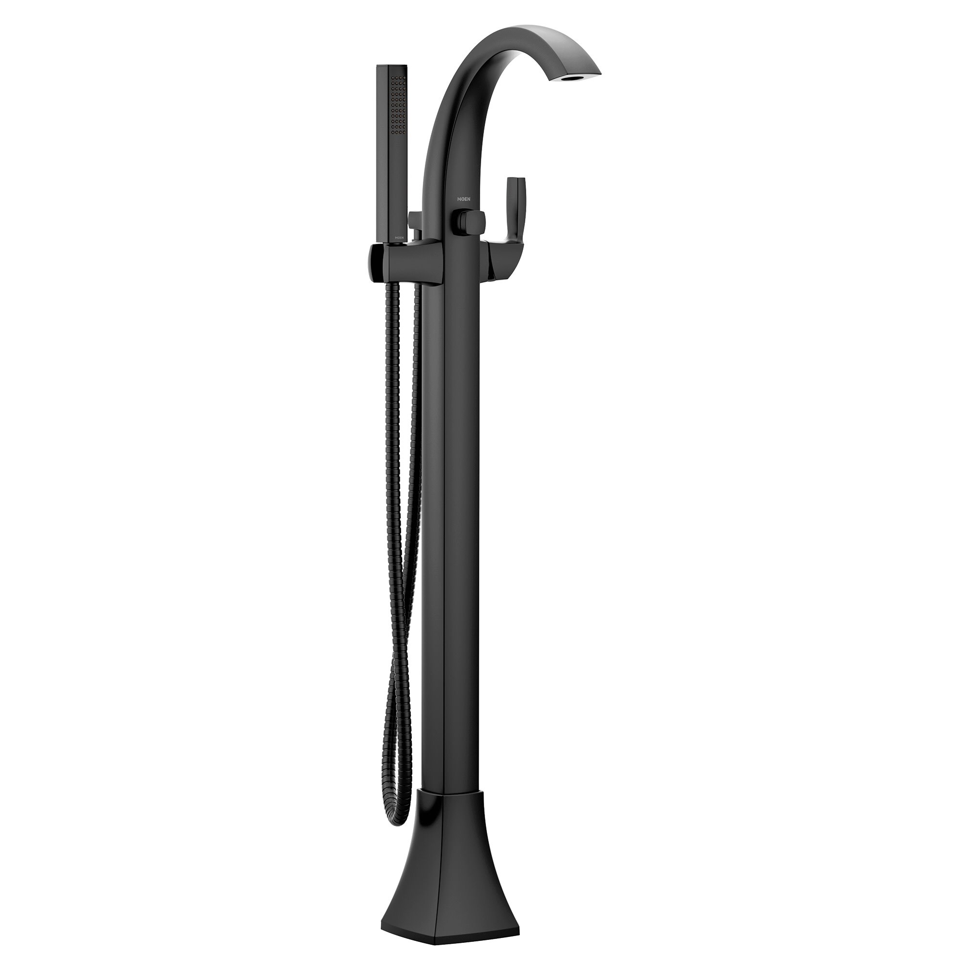 Moen 695BL Matte Black 1-handle Wall-mount High-arc Bathtub Faucet with Hand Shower