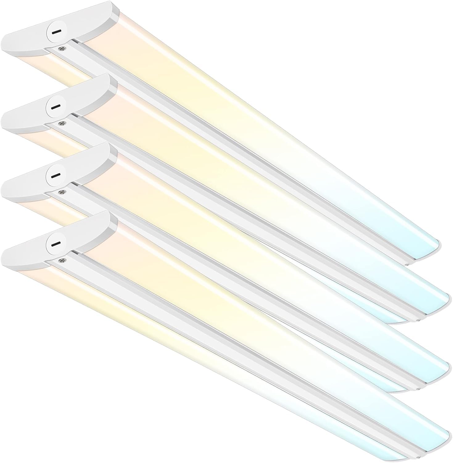 Aoibox  4 ft LED Wraparound Ceiling Light 3 Wattage 55 65 75W and 3 CCT 3000K 5000K Selectable 7500 Lumens Max 4 Pack
