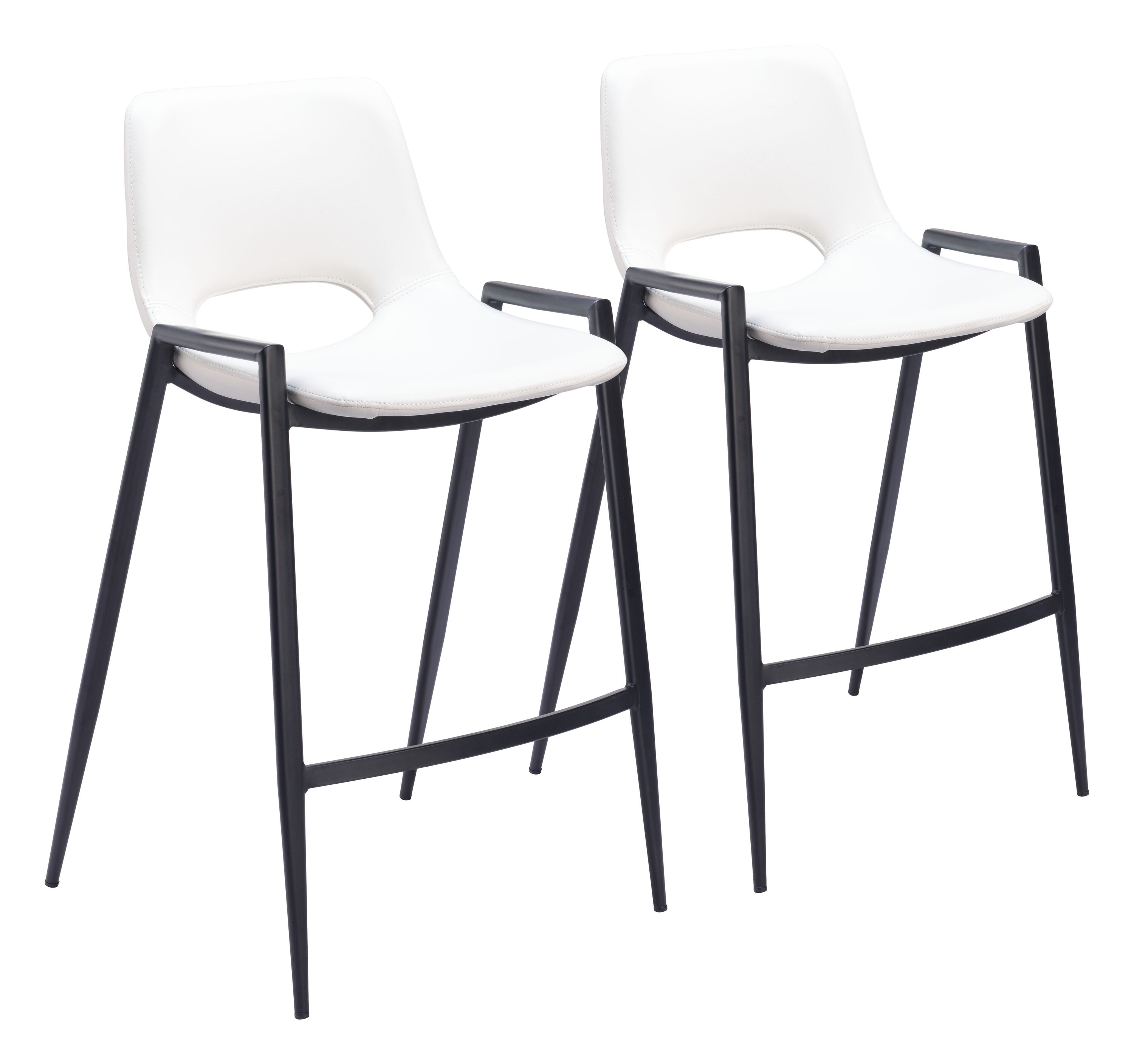 Desi White and Black Vinyl Counter Stools Set of 2