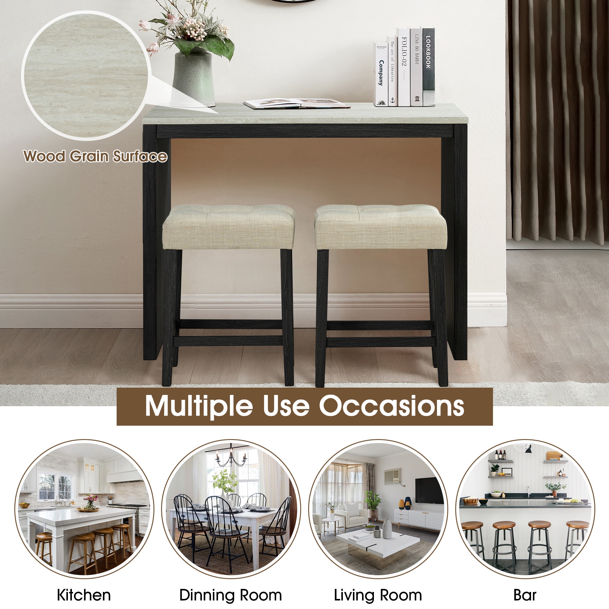 IHOMEadore MDSL3402BK-PT-3PK Dining-Sets - View #3