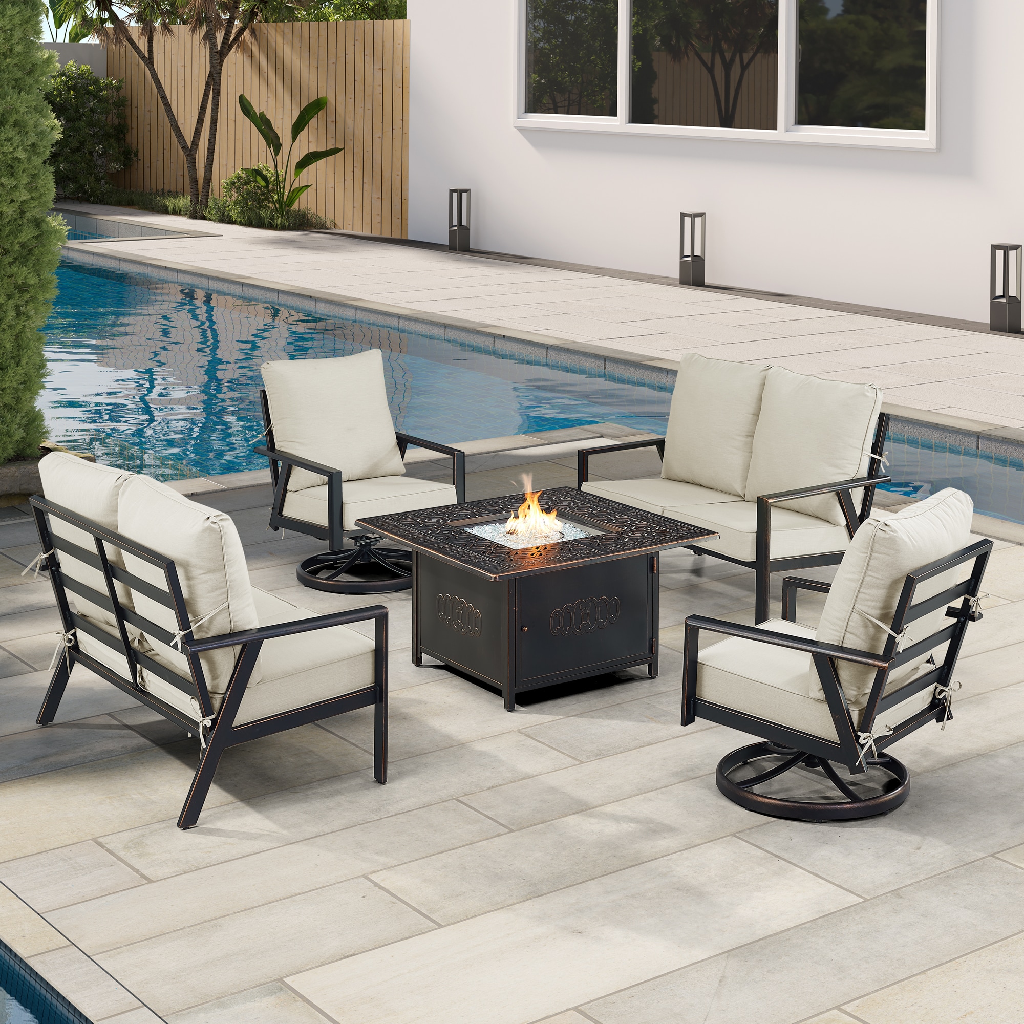 Oakland Living LUX2LS2CHRONINLGCUA 18-Piece Patio Conversation Set with Gray Cushions