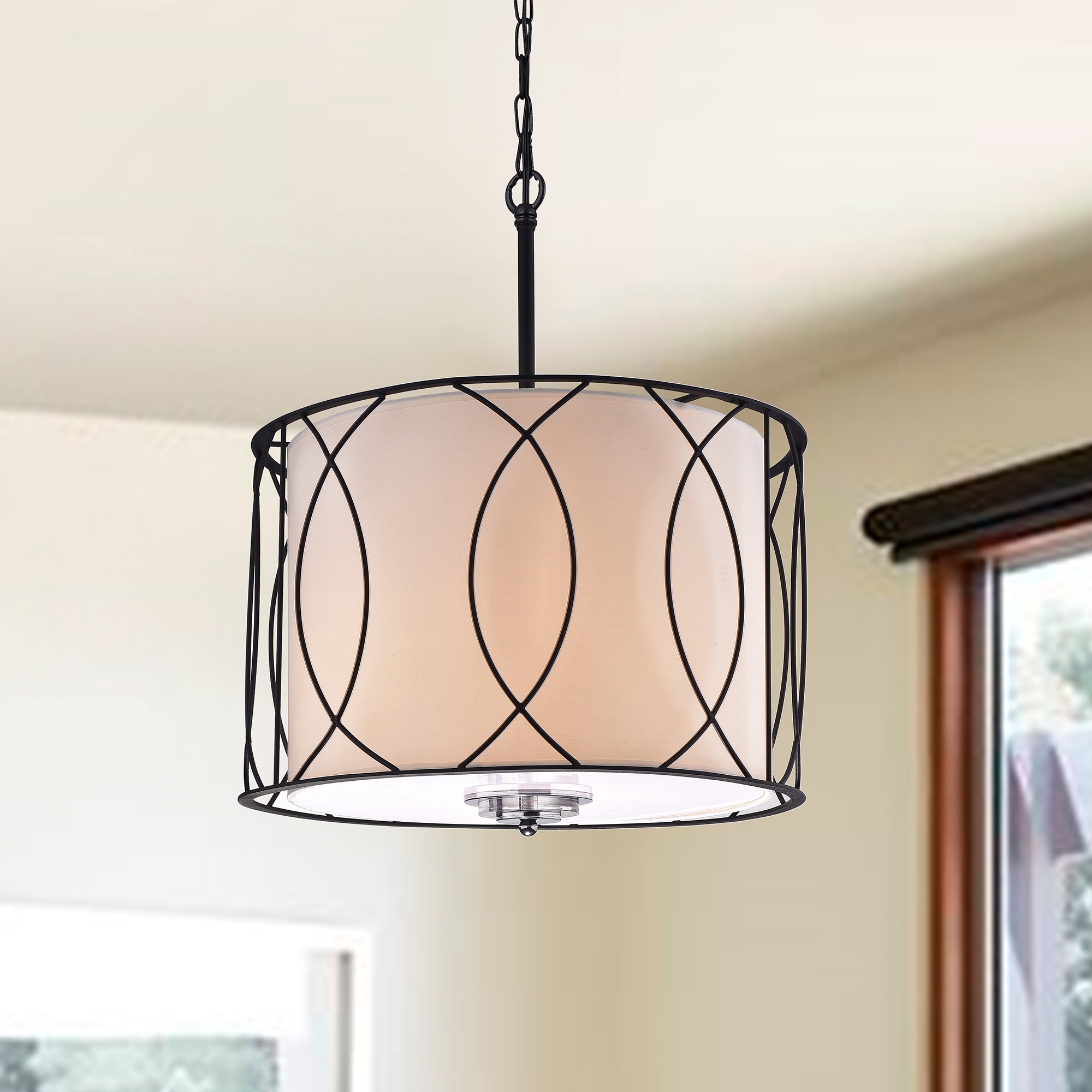 KINWELL BSC-GS044 Modern Chandelier 3 -Light Black Modern/contemporary For Use in Bedrooms, Dining Rooms, Foyers, Kitchens, Living Rooms Chandelier