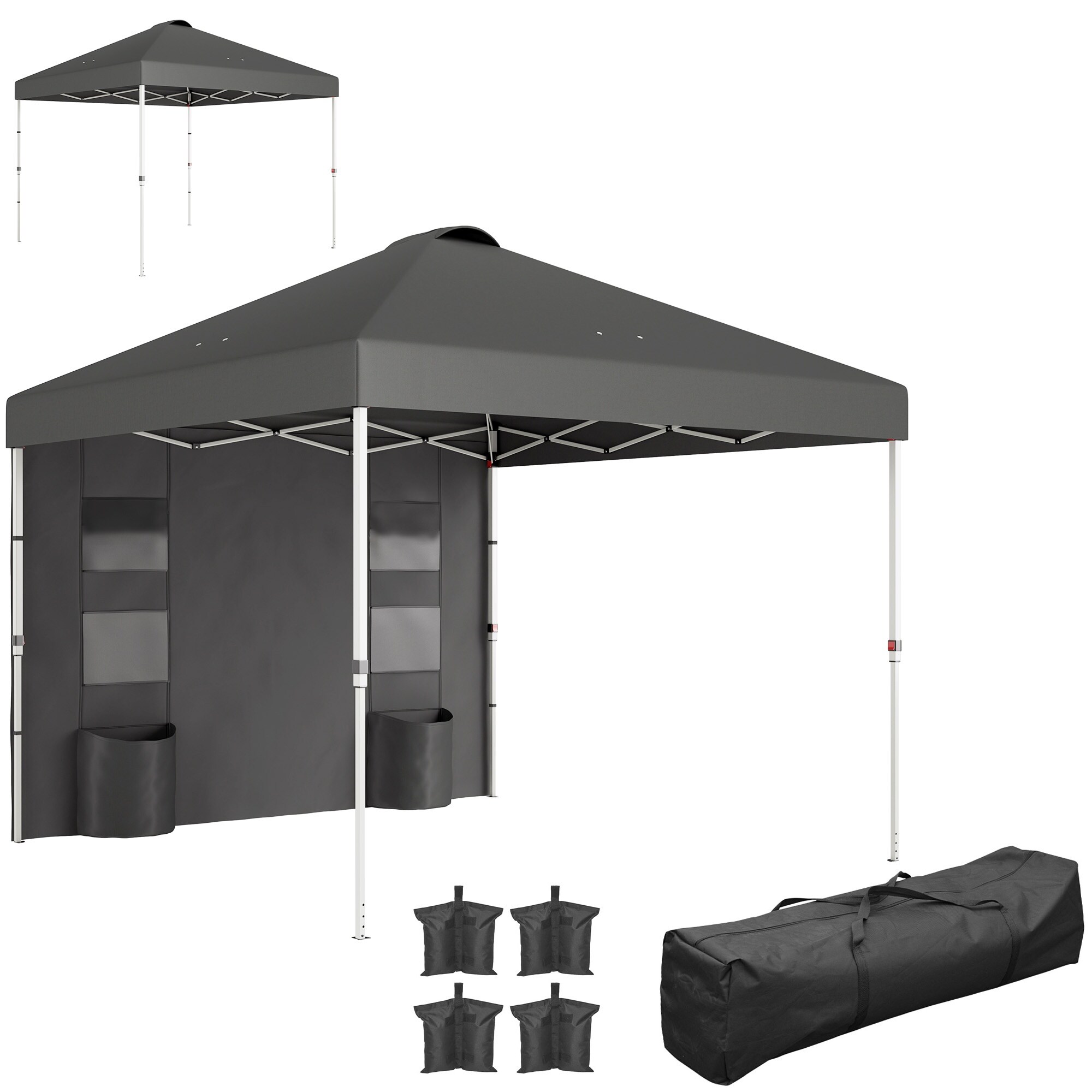 Siavonce - 10x 10 ft party tent w/ Sidewall with  Height Adjustable Instant Sun Shelter w/ Storag...