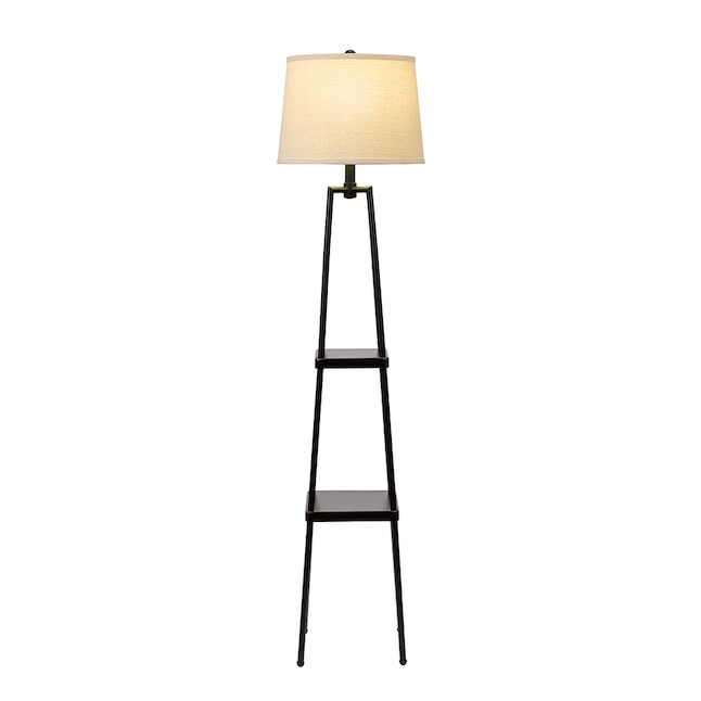 Matte Black Shelf Floor Lamp, What Size Should A Floor Lamp Shade Be Used For