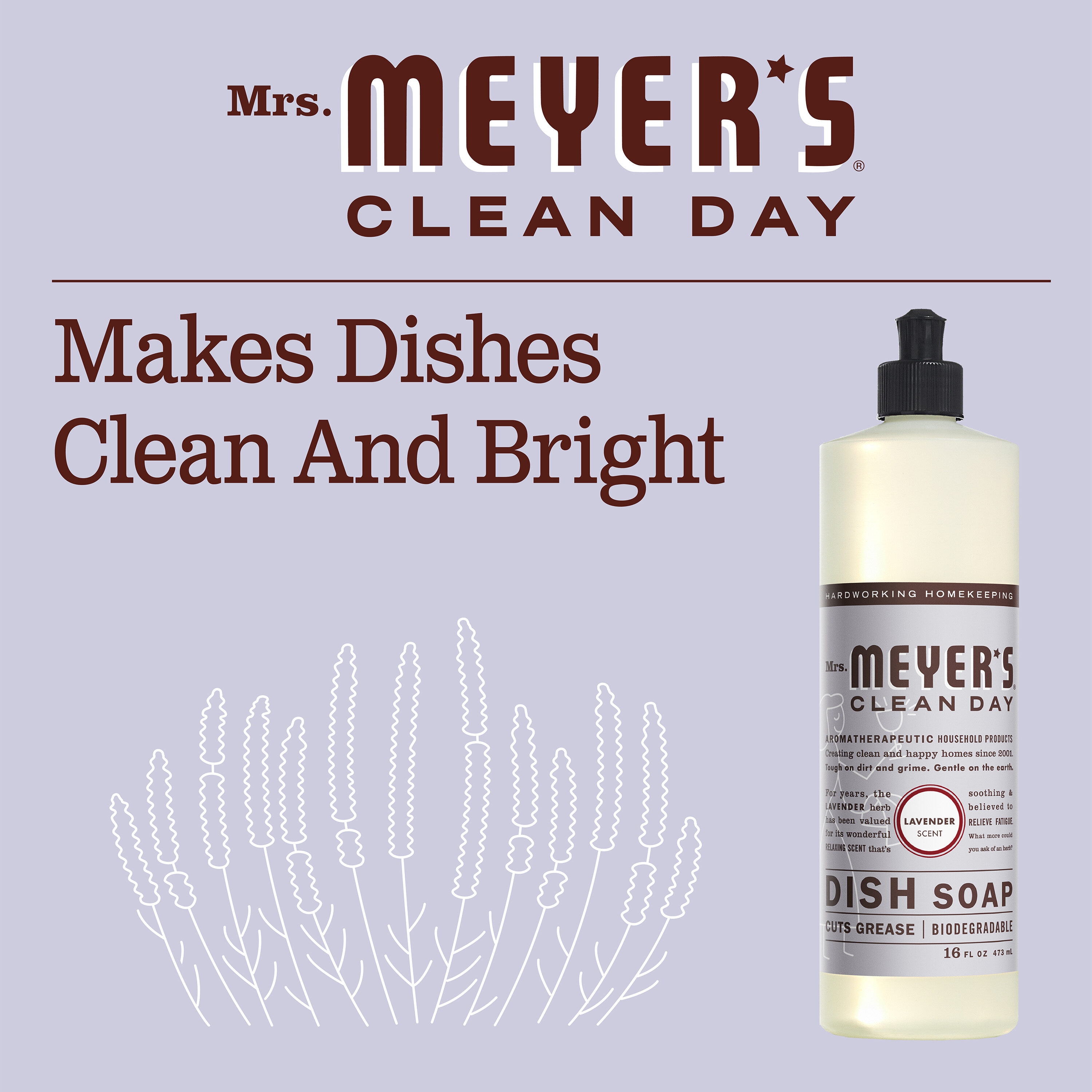 Mrs. Meyer's Clean Day Liquid Dish Soap, Lavender Scent - 16 oz bottle