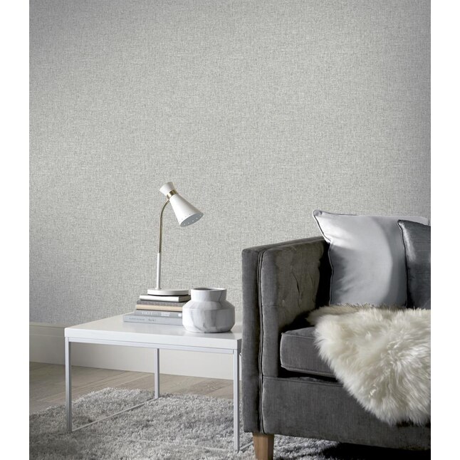 Arthouse Linen Texture Mid Grey Non-Woven Peel and Stick Wallpaper in the  Wallpaper department at 