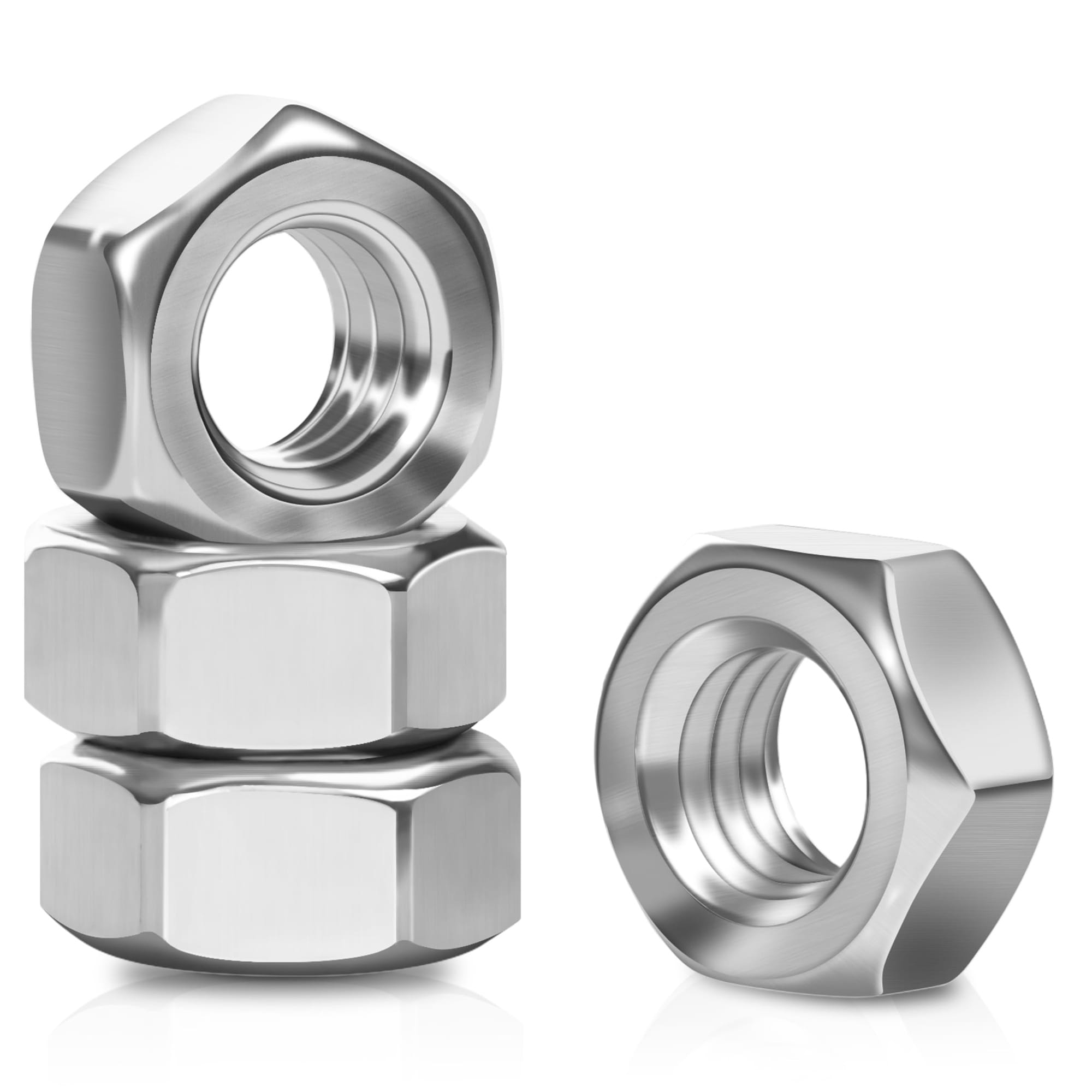 KHKFY  50 Pieces M6 1.0 Metric Hex Nuts Stainless Steel 304 Hex Drive Machine Screw Hardware Fasteners Full Thread Assorted for DIY Projects