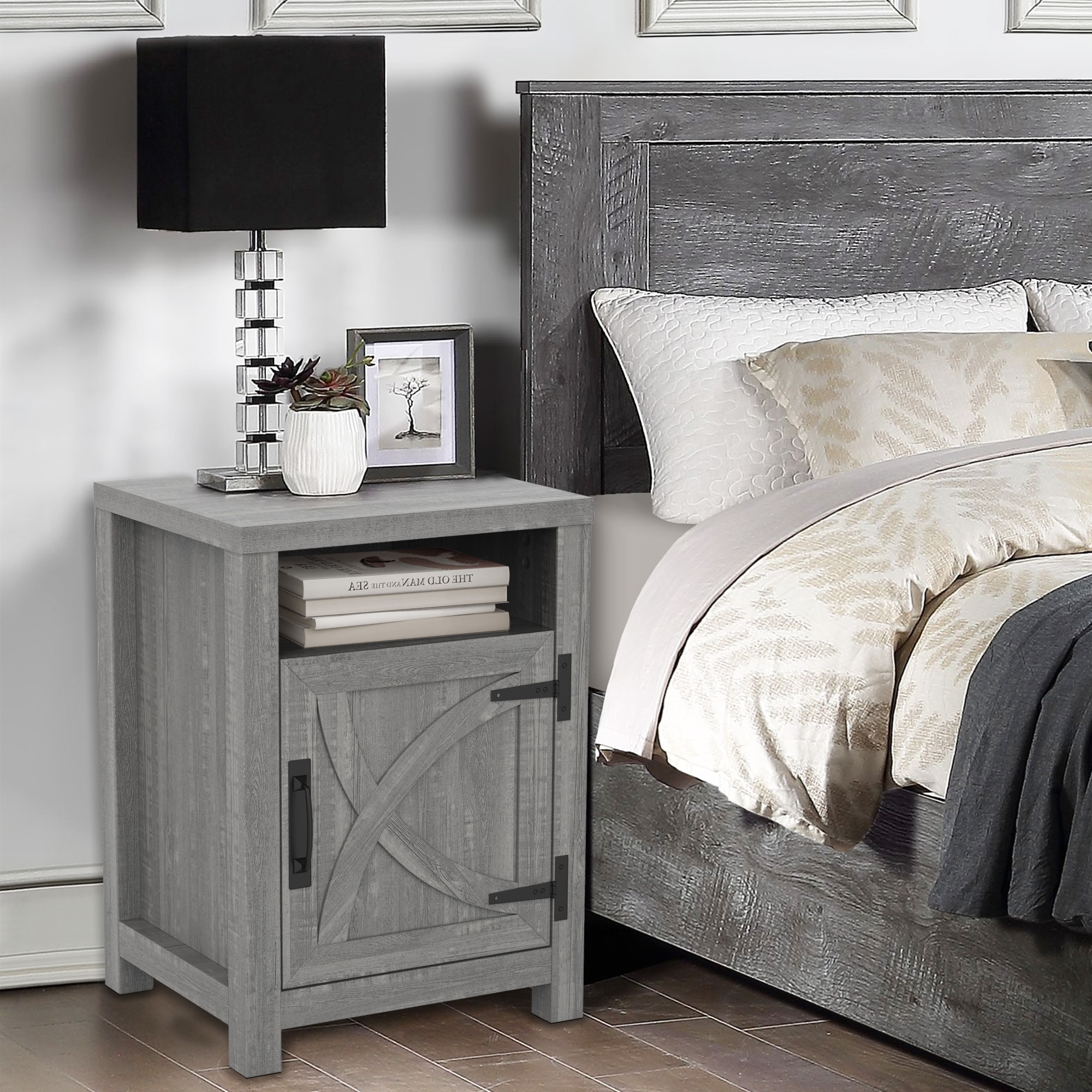 IHOMEadore BBJ11017-18-LGY Gray Nightstand