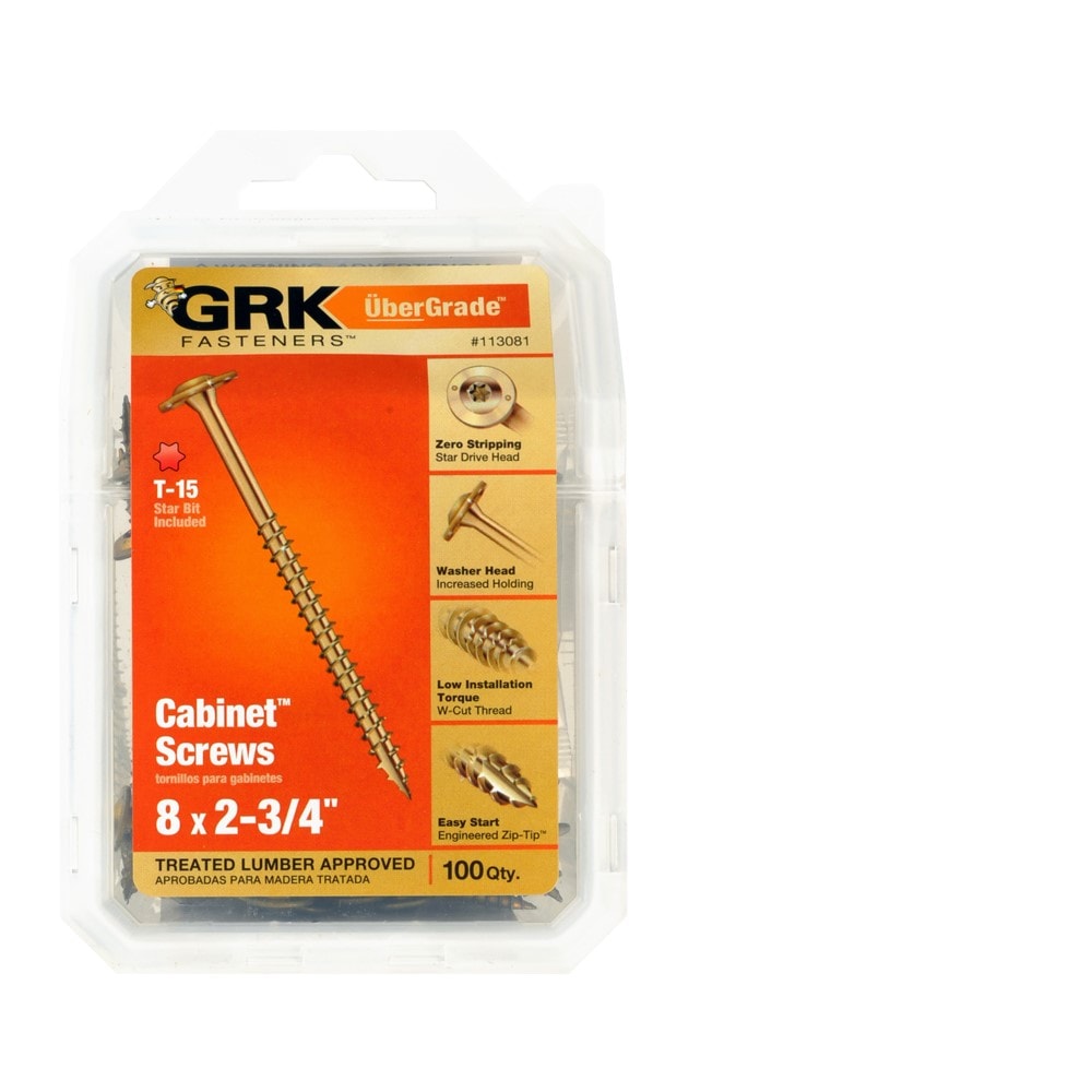 GRK 113081.0 #8 x 2-3/4-in Polymer Interior Cabinet mounting screws ( 100 -Per Box )