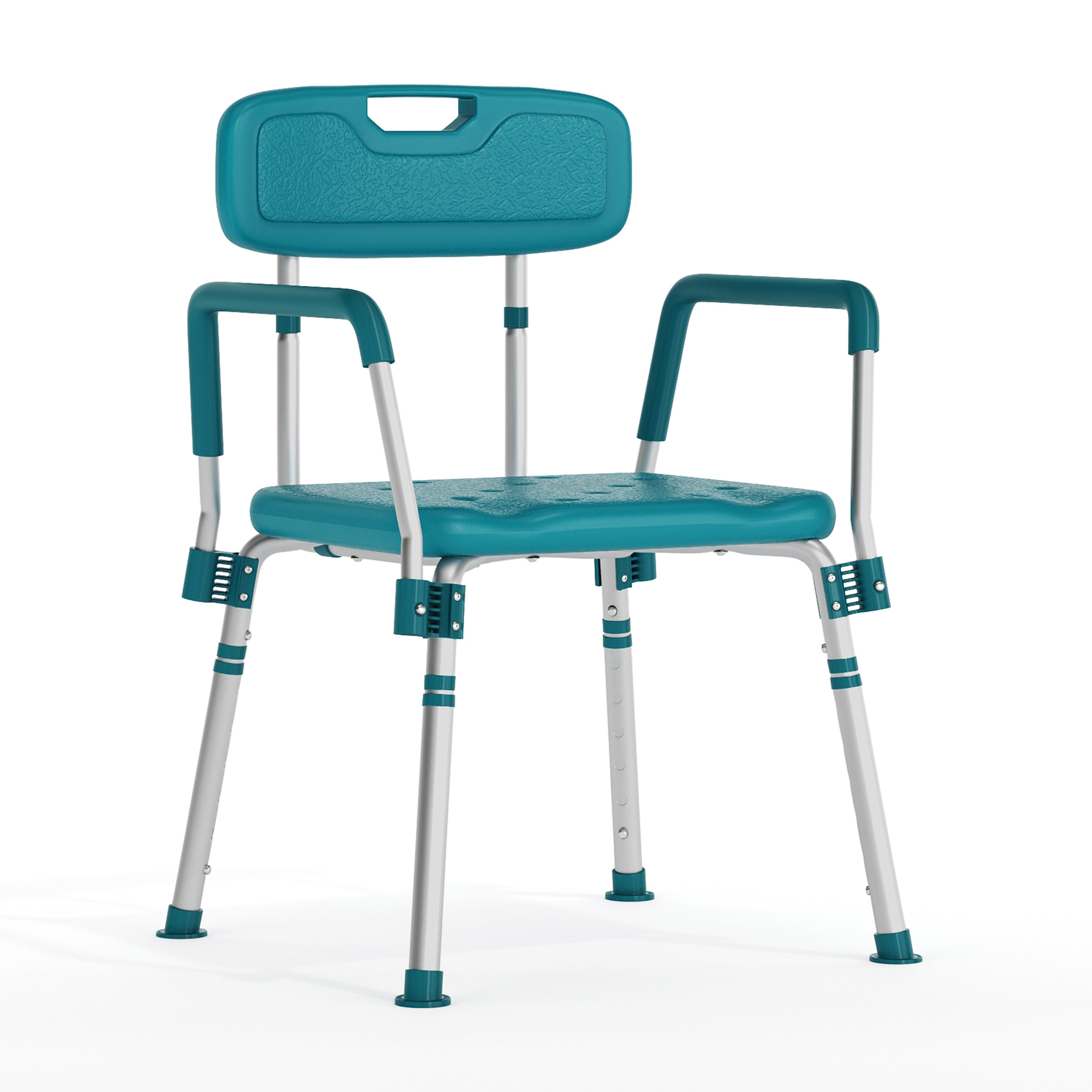 Flash Furniture 889142563587 HERCULES Series 300 Lb. Capacity Adjustable Teal Bath and Shower Chair with Quick Release Back and Arms