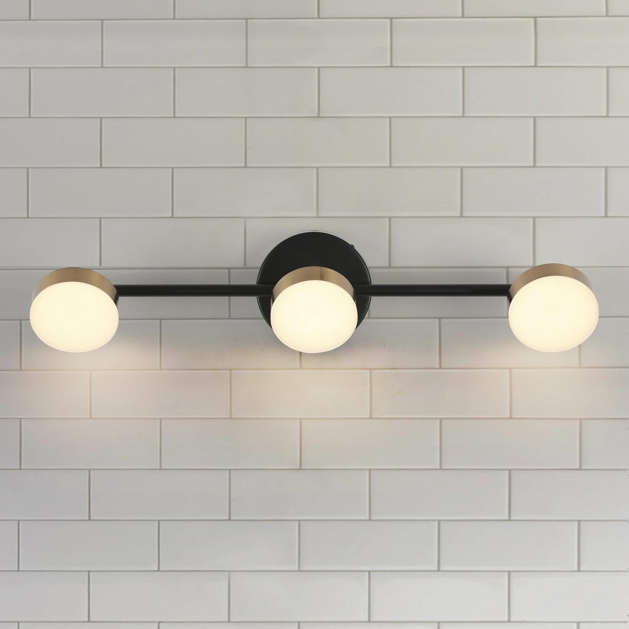 ZEVNI L3AF3EVZW4649SG7 Plaffy Transitional 22-in 3 -Light Matte Black Integrated LED Modern/contemporary Vanity light bar
