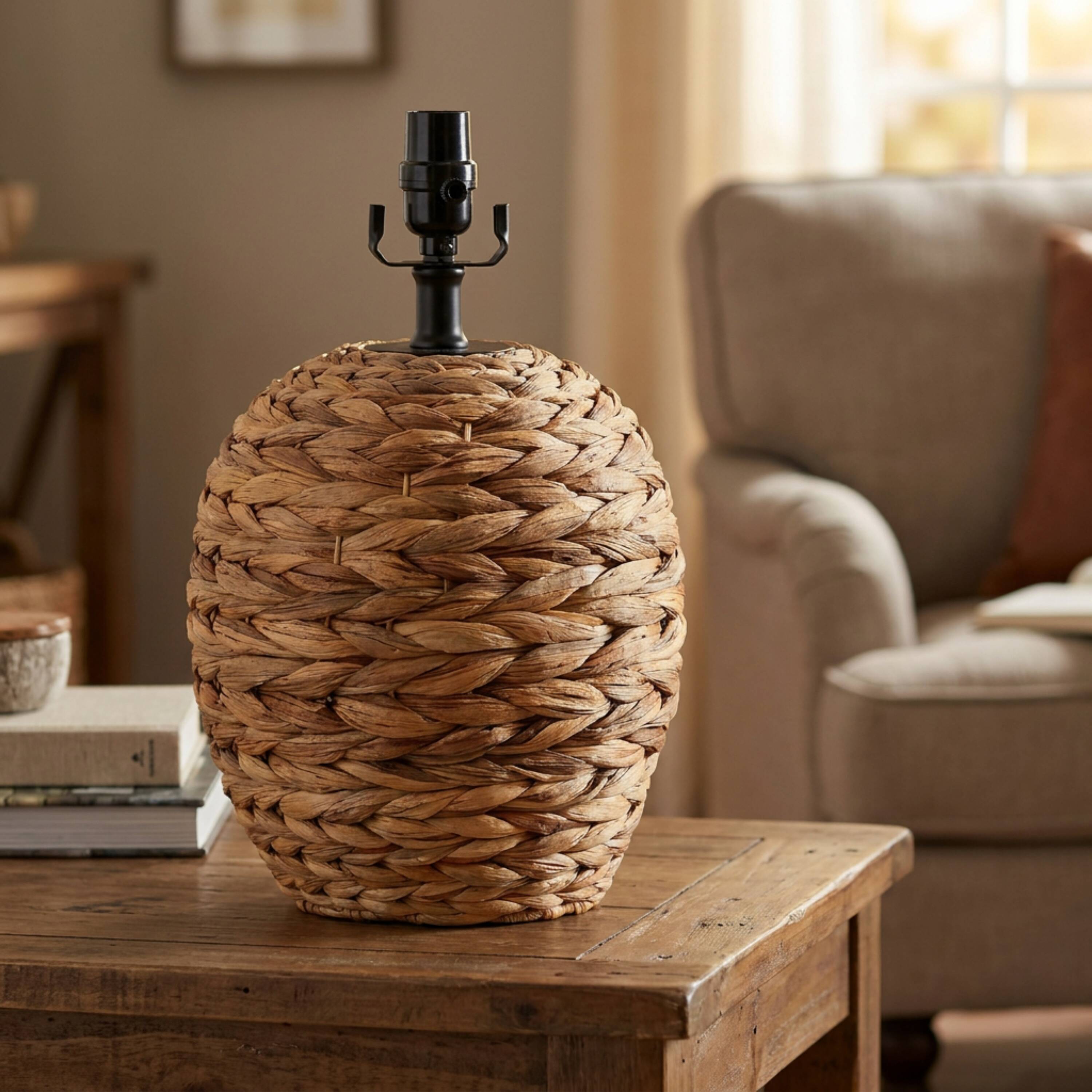 allen + roth 15.25-in Natural Finish Plug-in Lamp Base