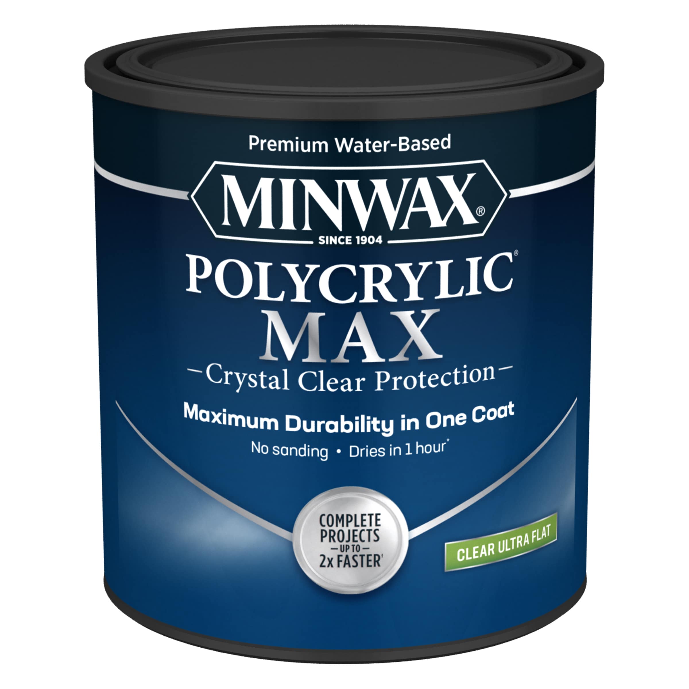 Minwax 644445555 Polycrylic Max Water-based Clear Transparent Flat Interior Stain ( 1-quart )