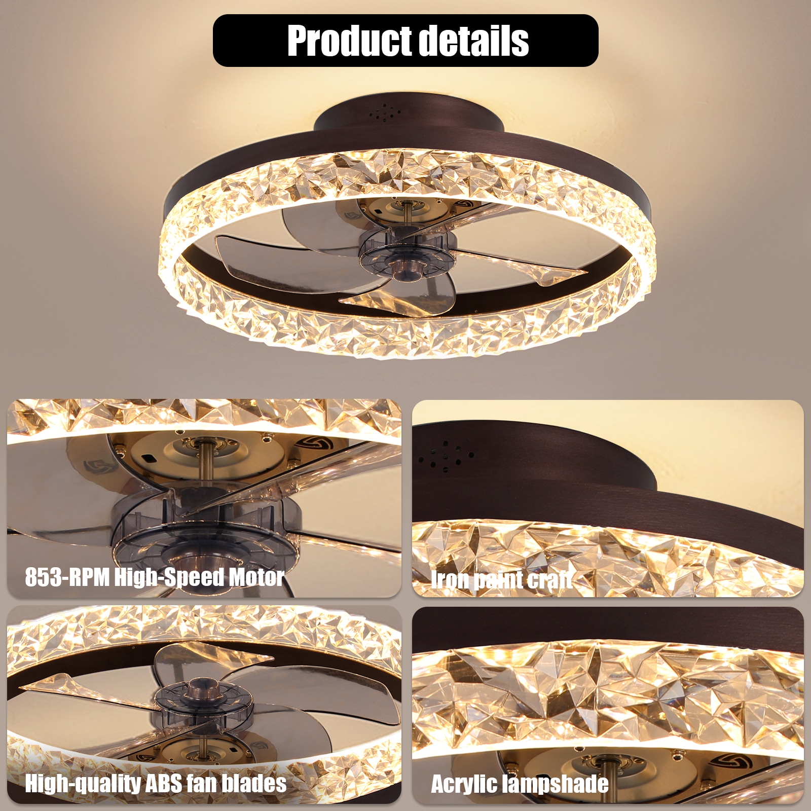 WELLFOR AMHEM-03BK Ceiling-Fans - View #4