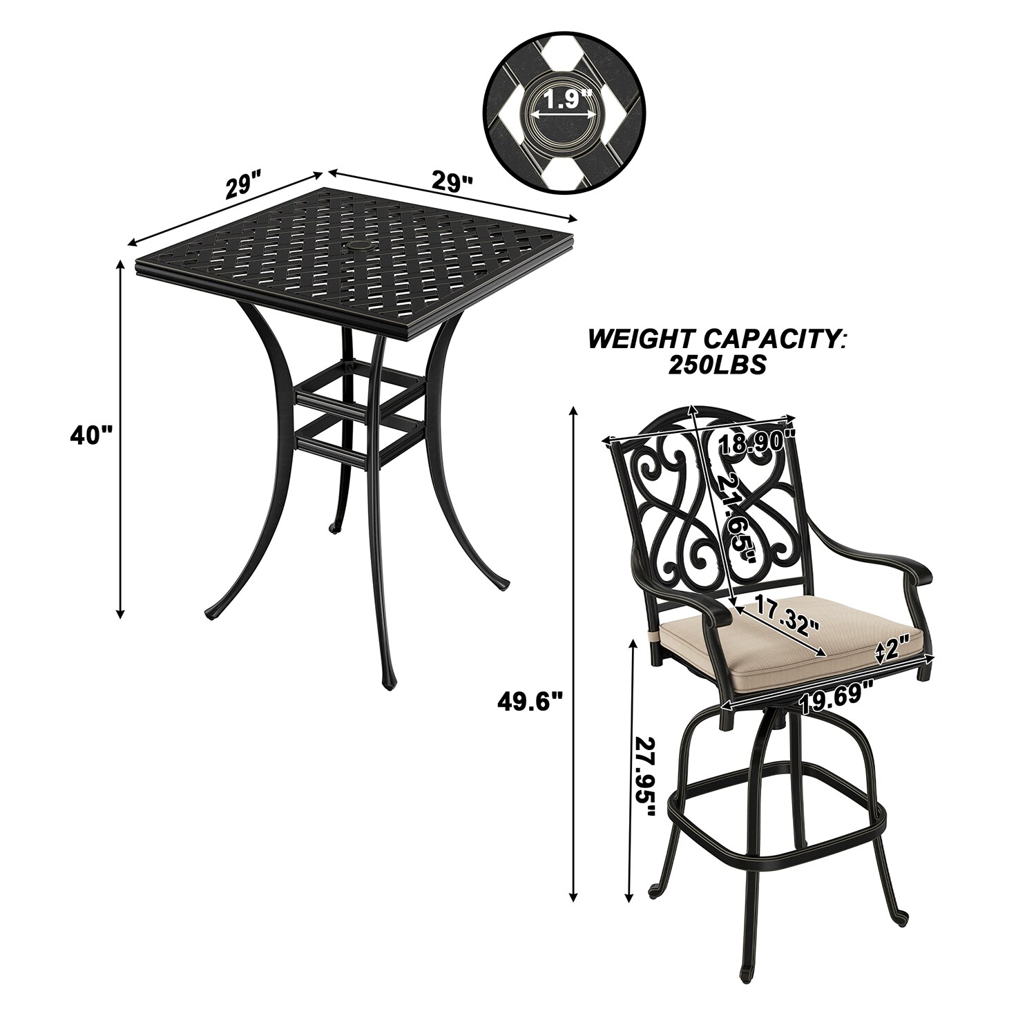 Mondawe MO-LD29GB3PS-BE Patio-Dining-Sets - View #5