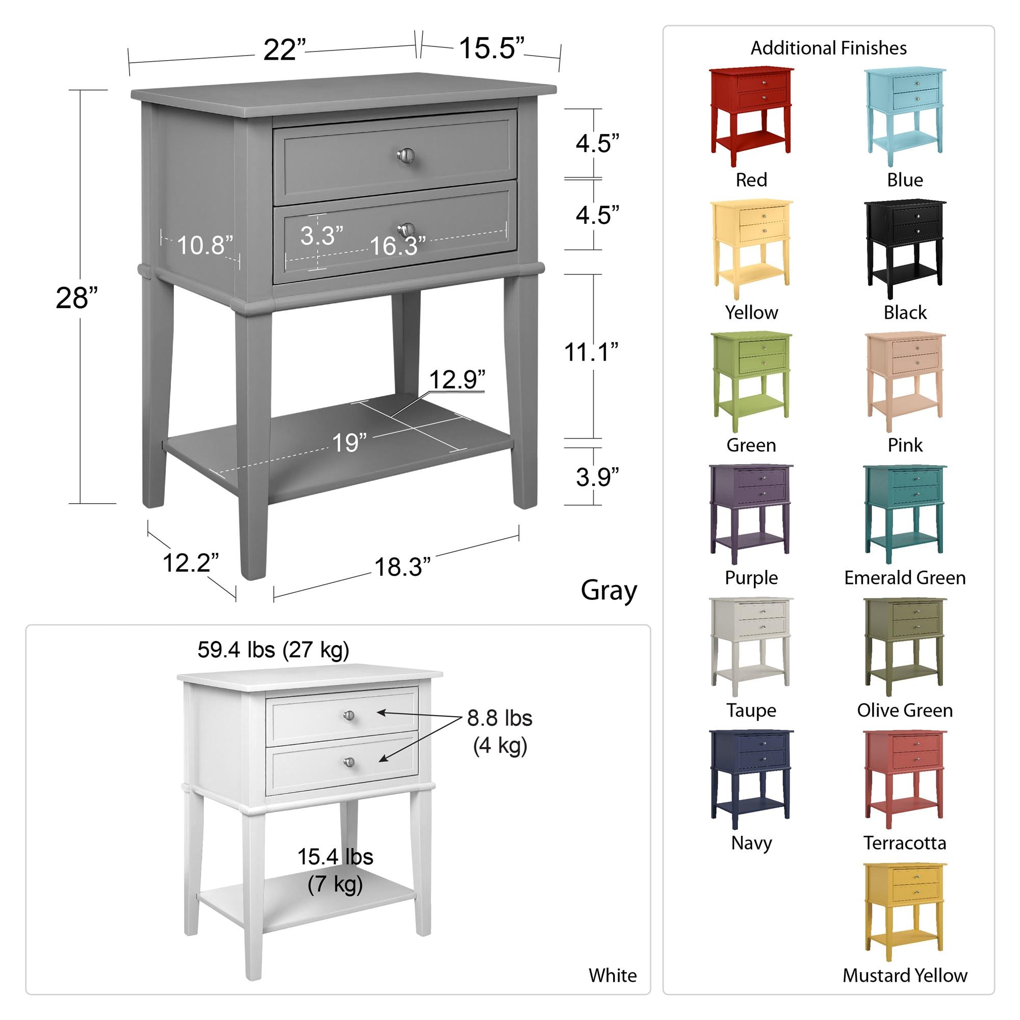 Ameriwood Home Franklin 22-in W x 28-in H Taupe Wood Veneer Modern End ...