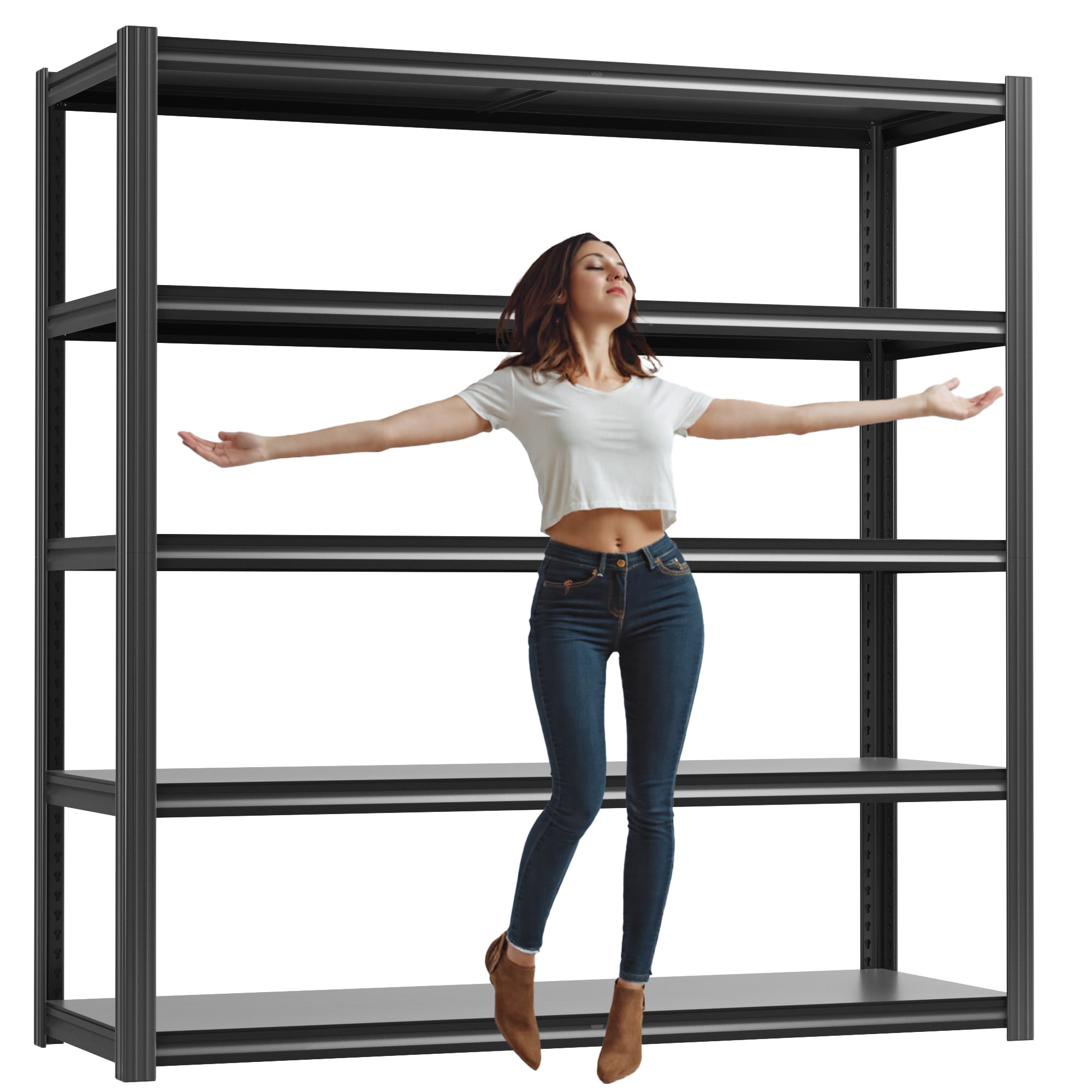 LUXEYARD 48 inch W 5 Tier Garage Shelving Units Metal Garage Storage Shelves for Basement Commercial Warehouse Industrial