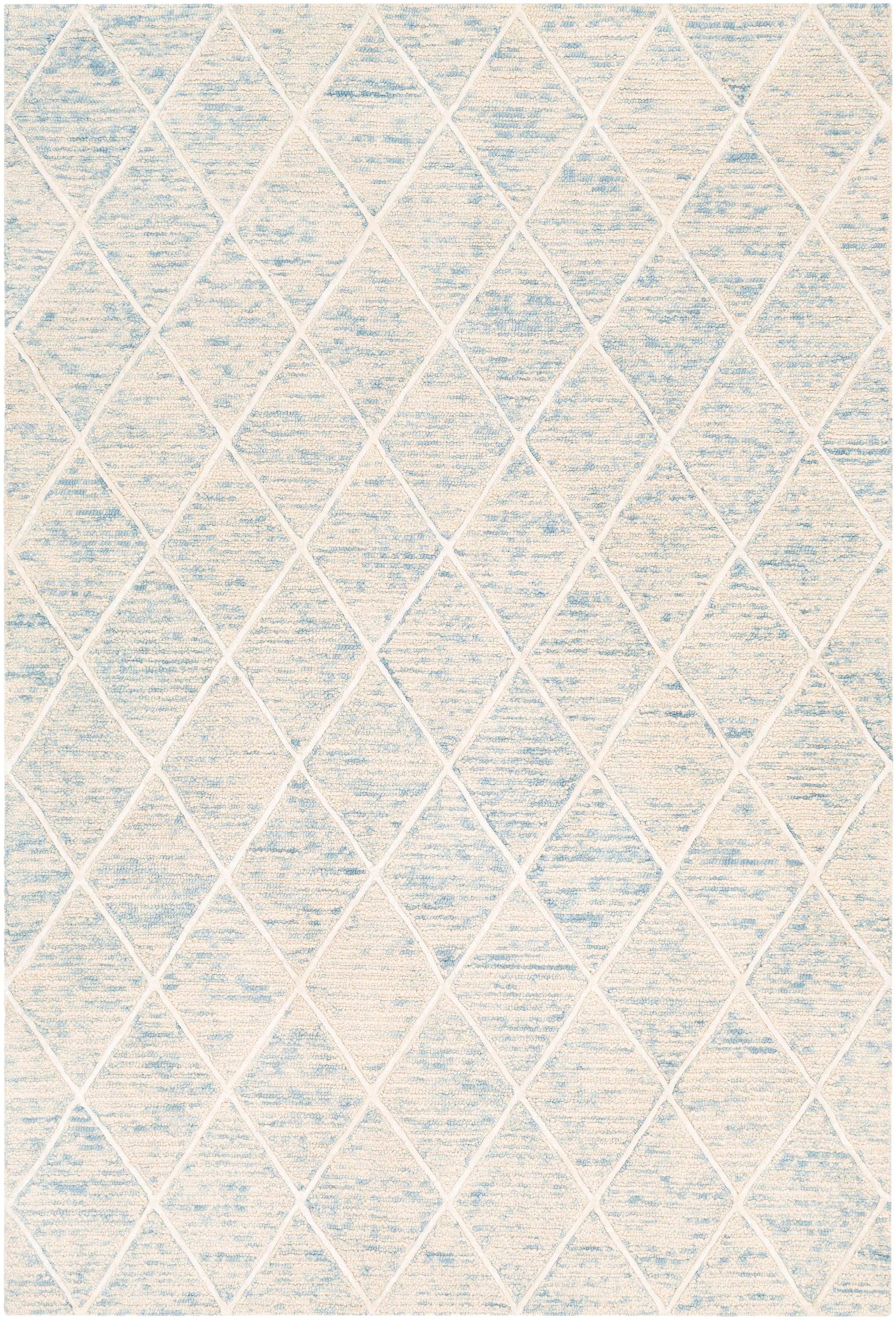 Surya EAT2304-23 Eaton 2 x 3 (ft) Tufted Wool Blue Rectangular Indoor Trellis Mid-Century Modern Area rug