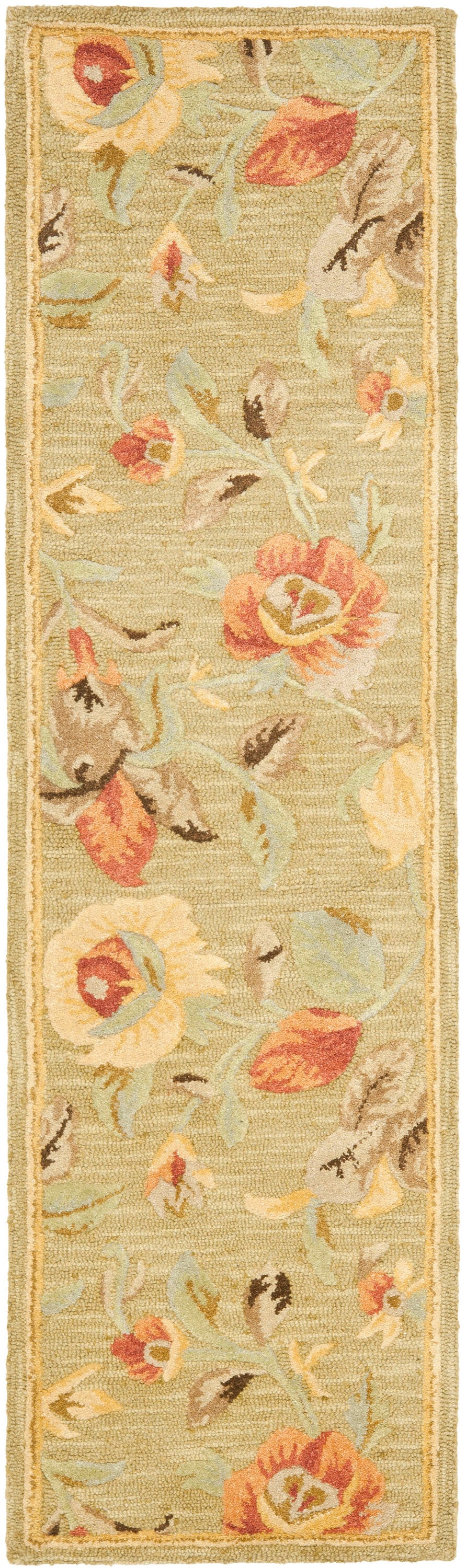 Hand-Knotted Floral Elegance Red Wool 2'3" x 8' Runner Rug