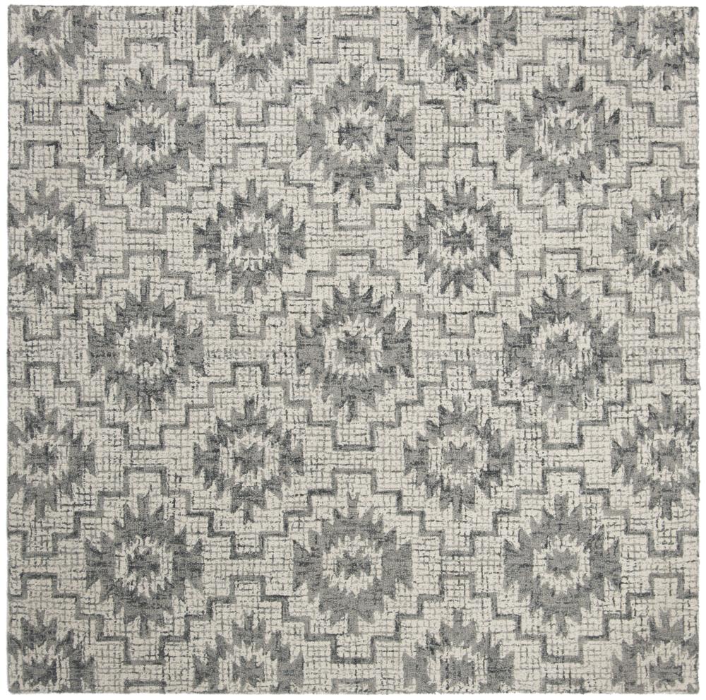 Medium Gray Wool Handmade Tufted Abstract Square Area Rug