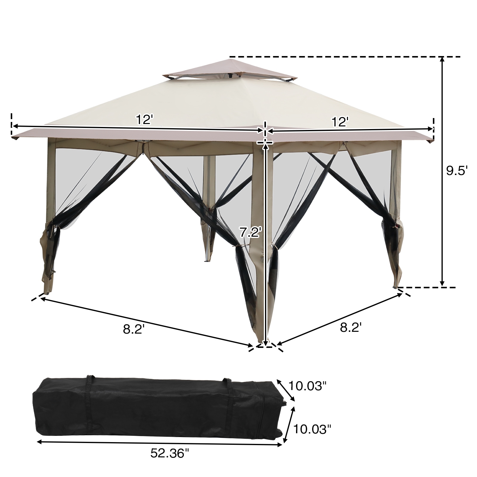 Winado 12-ft x 12-ft Square Khaki Pop-up Canopy in the Canopies ...