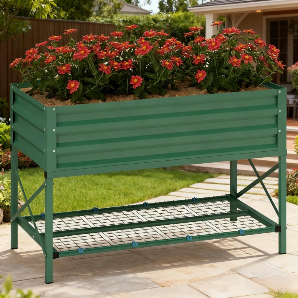 LOVMOR -  41.75in L x 21.25in W x 30in H Raised Garden Bed with Shelf with Liner Elevated Planter...