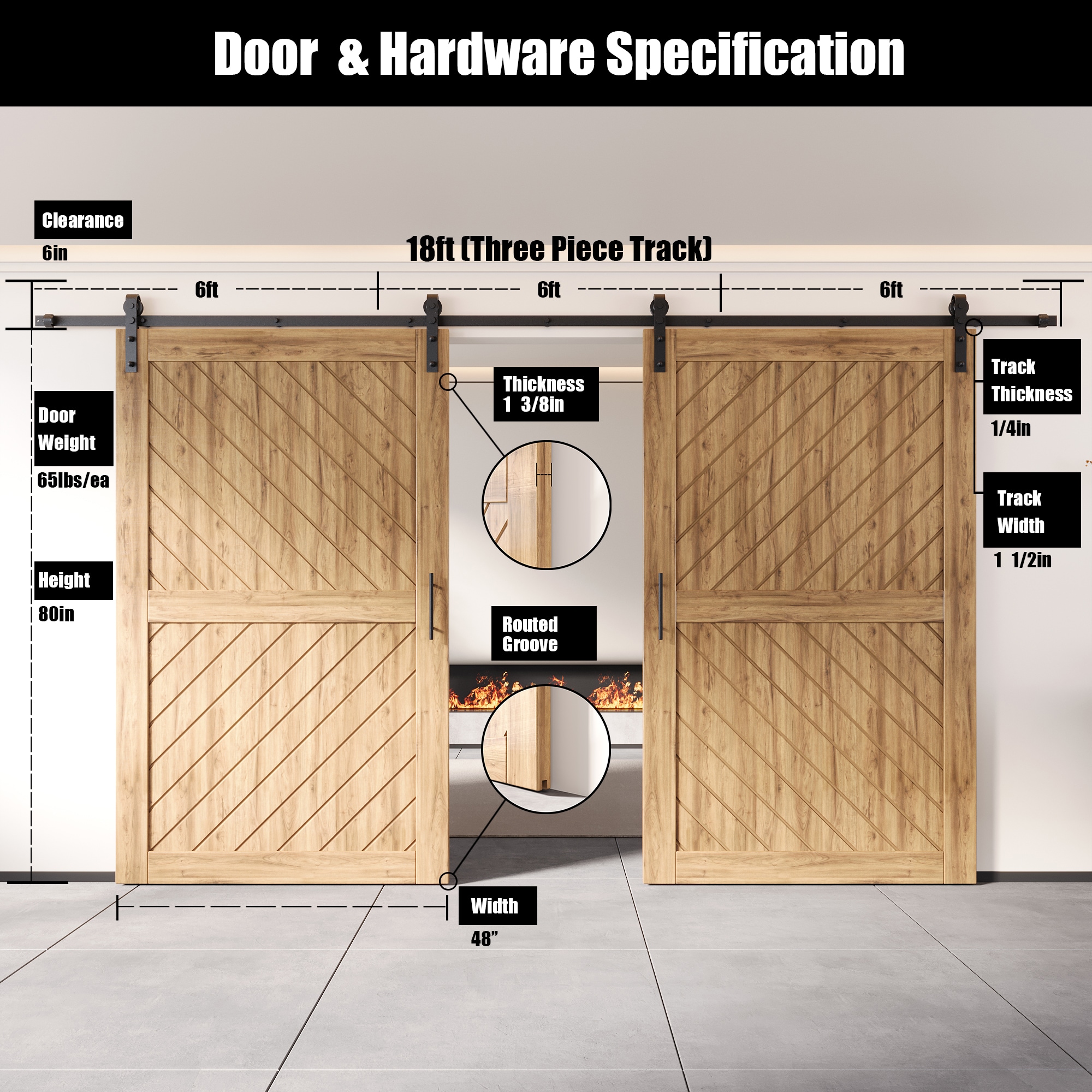 HOMACER YT2TGH216C-XT4-4880 Barn-Doors - View #2