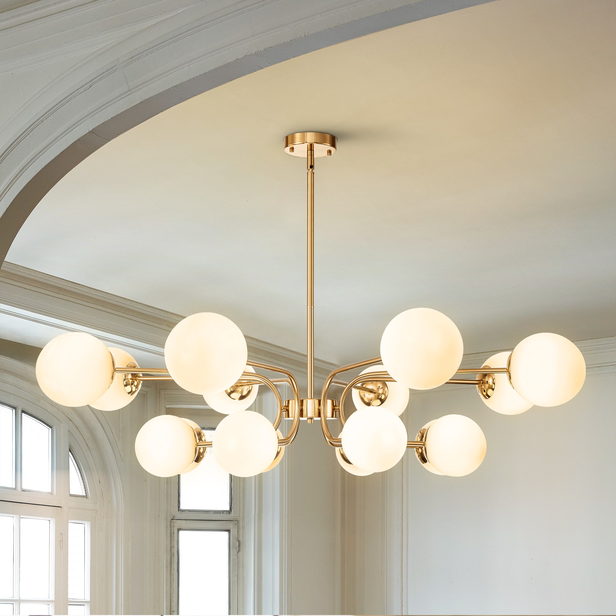 Rennnsan CL810146988 Daniel 16 -Light Brushed Gold Modern/contemporary For Use in Bedrooms, Dining Rooms, Foyers, Kitchens, Living Rooms Chandelier