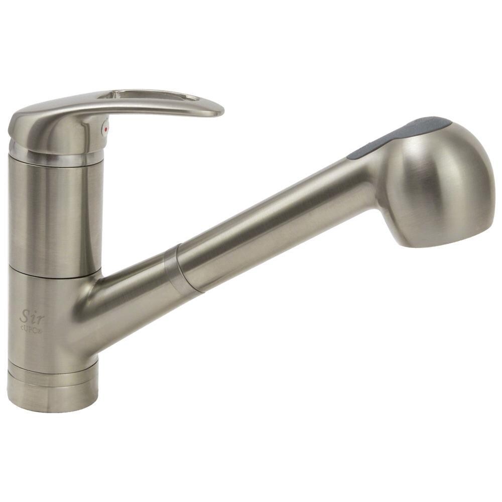 Sir Faucet Brushed Nickel 2-Handle Deck-Mount Pull-Out Handle Kitchen Faucet