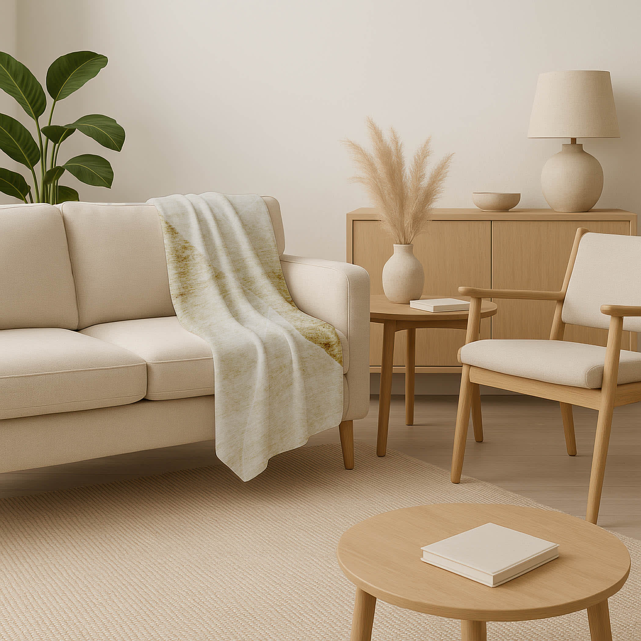 Addison Rugs Premium Machine Washable Addison ASB779 Beige 50 x 70 inches Sherpa Throw Blanket