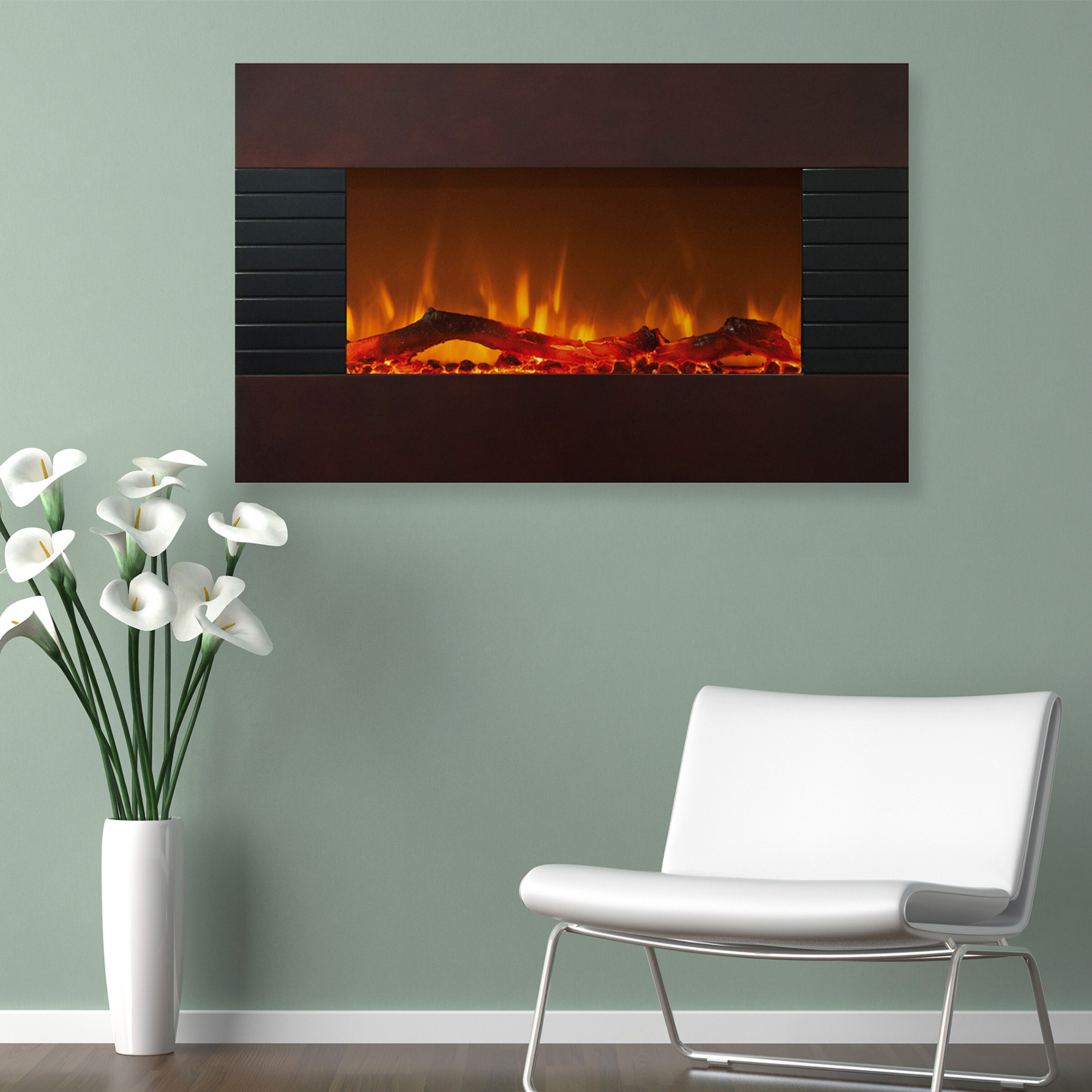 Hastings Home 35.5-in W Mahogany Fan-forced Electric Fireplace In The ...