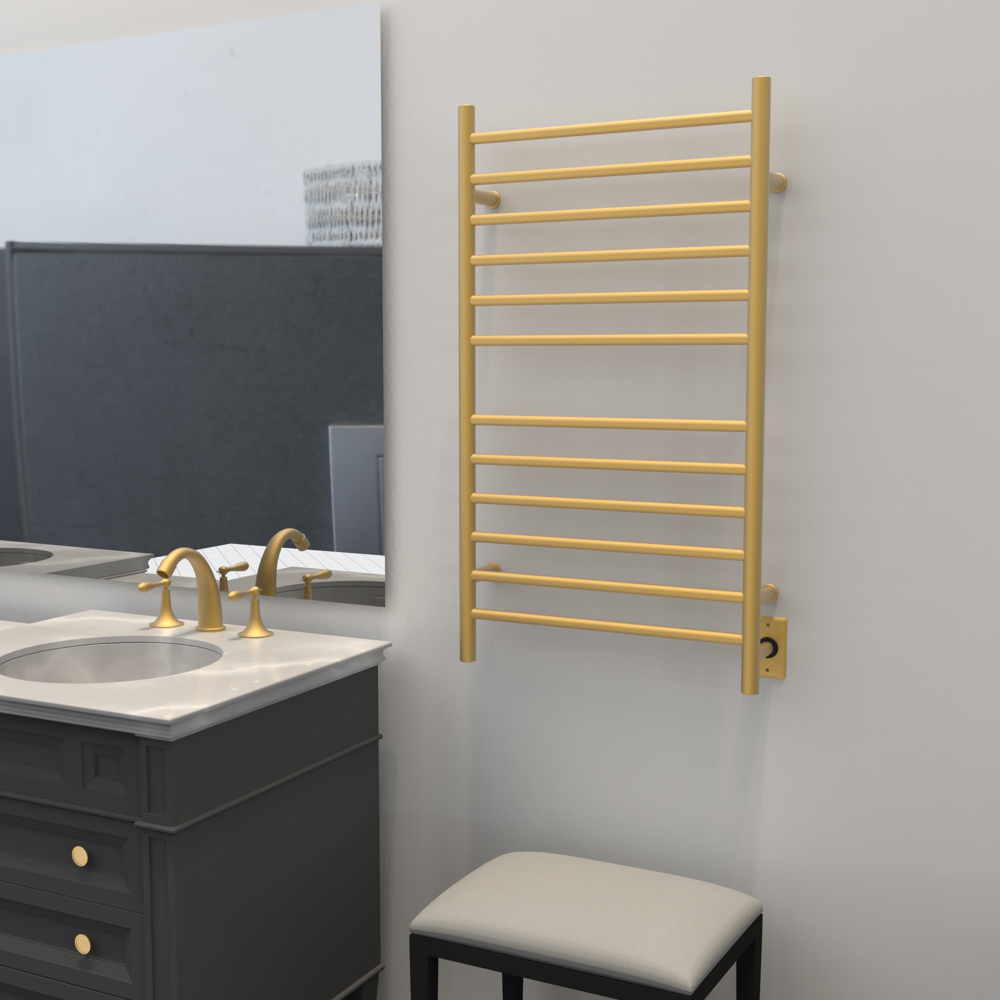 Radiant Satin Brass Wall Mounted Stainless Steel Towel Warmer