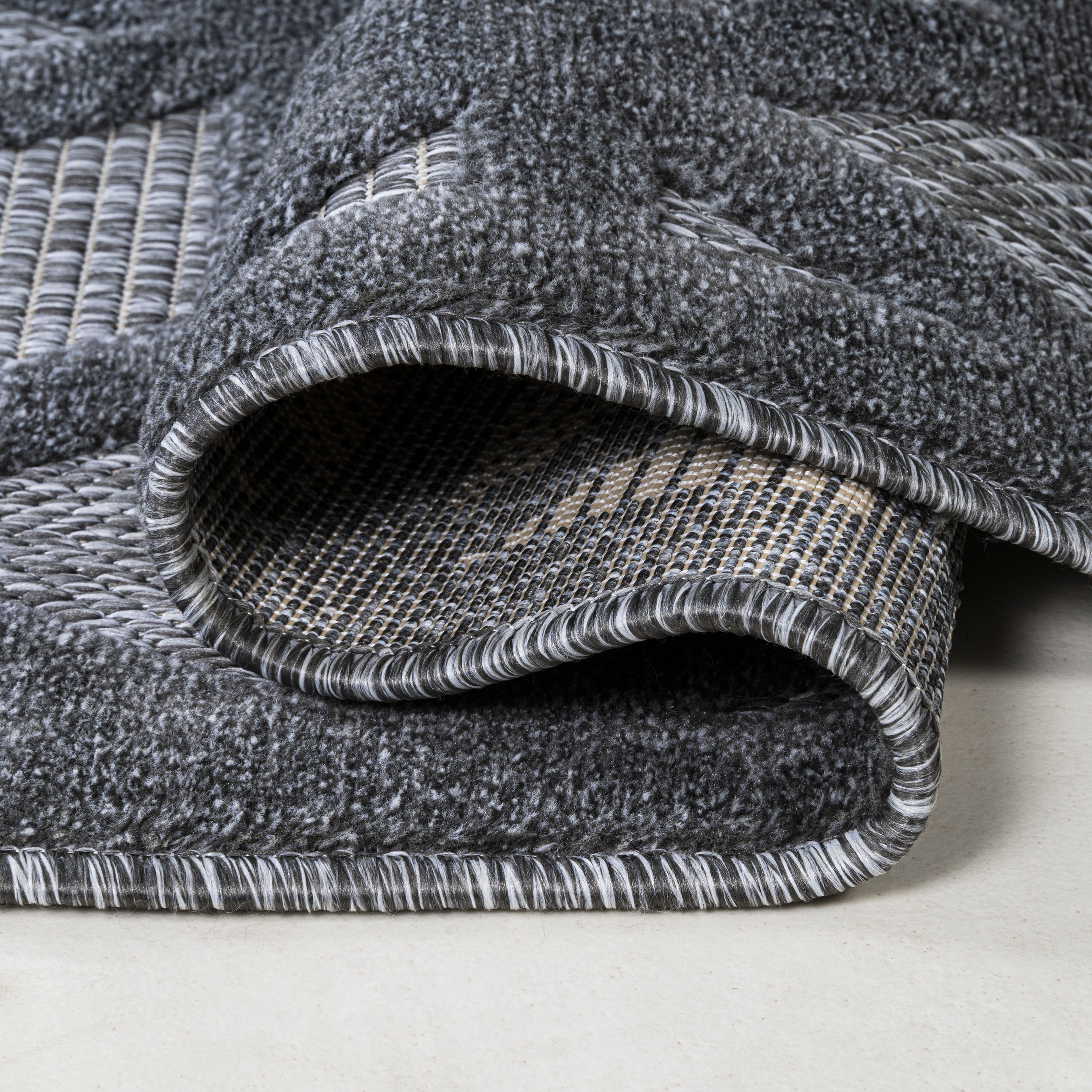 Talaia Dark Gray Geometric Synthetic Indoor/Outdoor Runner Rug