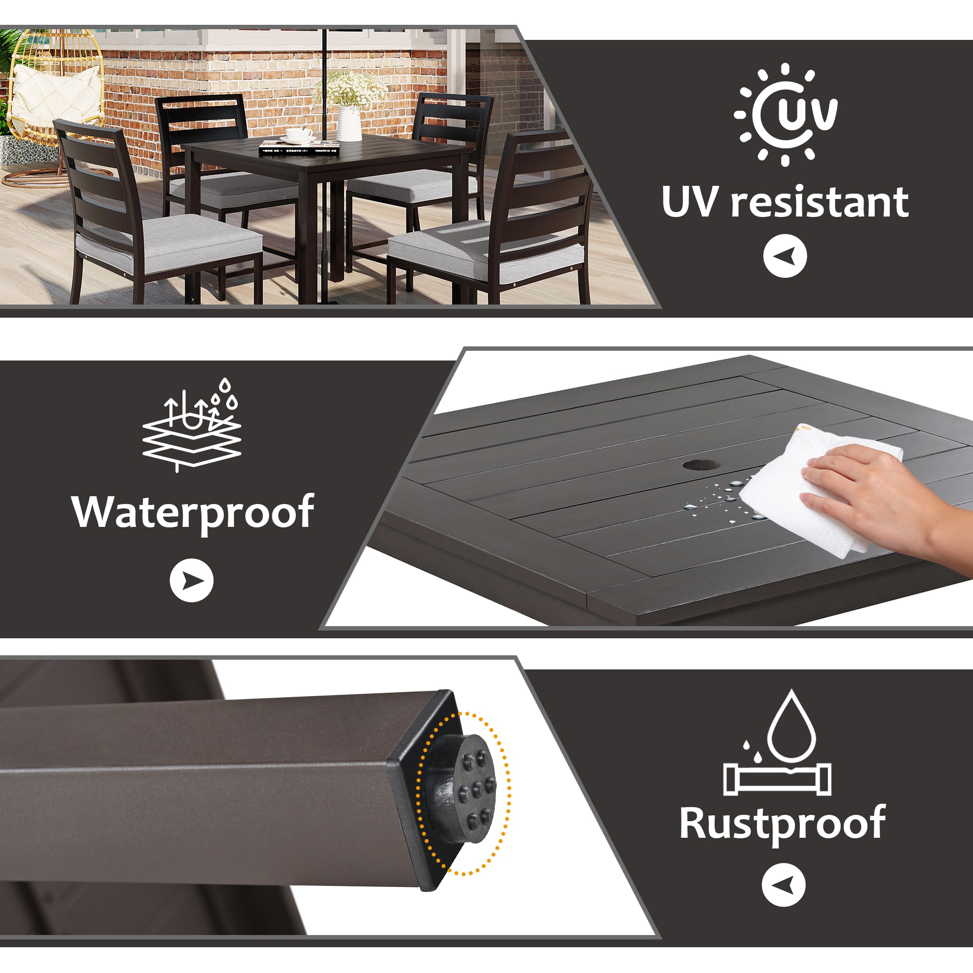 Forclover ALUS-334BK Patio-Dining-Sets - View #4
