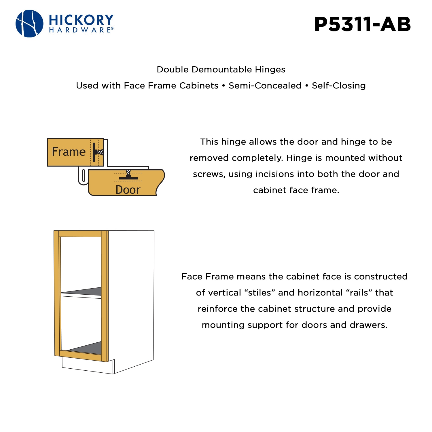 Hickory Hardware P5311-AB Cabinet-Hinges - View #4