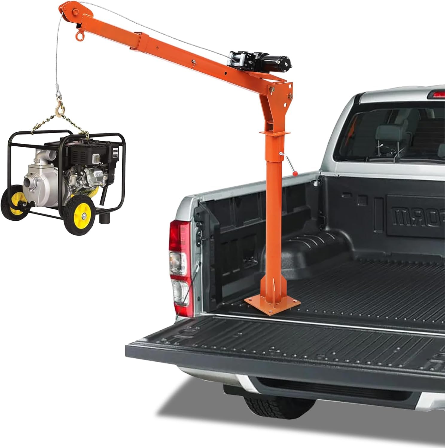 Garvee Truck Crane 1100 lbs Capacity Electric Truck Crane 3500 lbs Electric Winch Adjustable Boom and 360 DegreesRotation for Lifting Goods in Construction and Industry