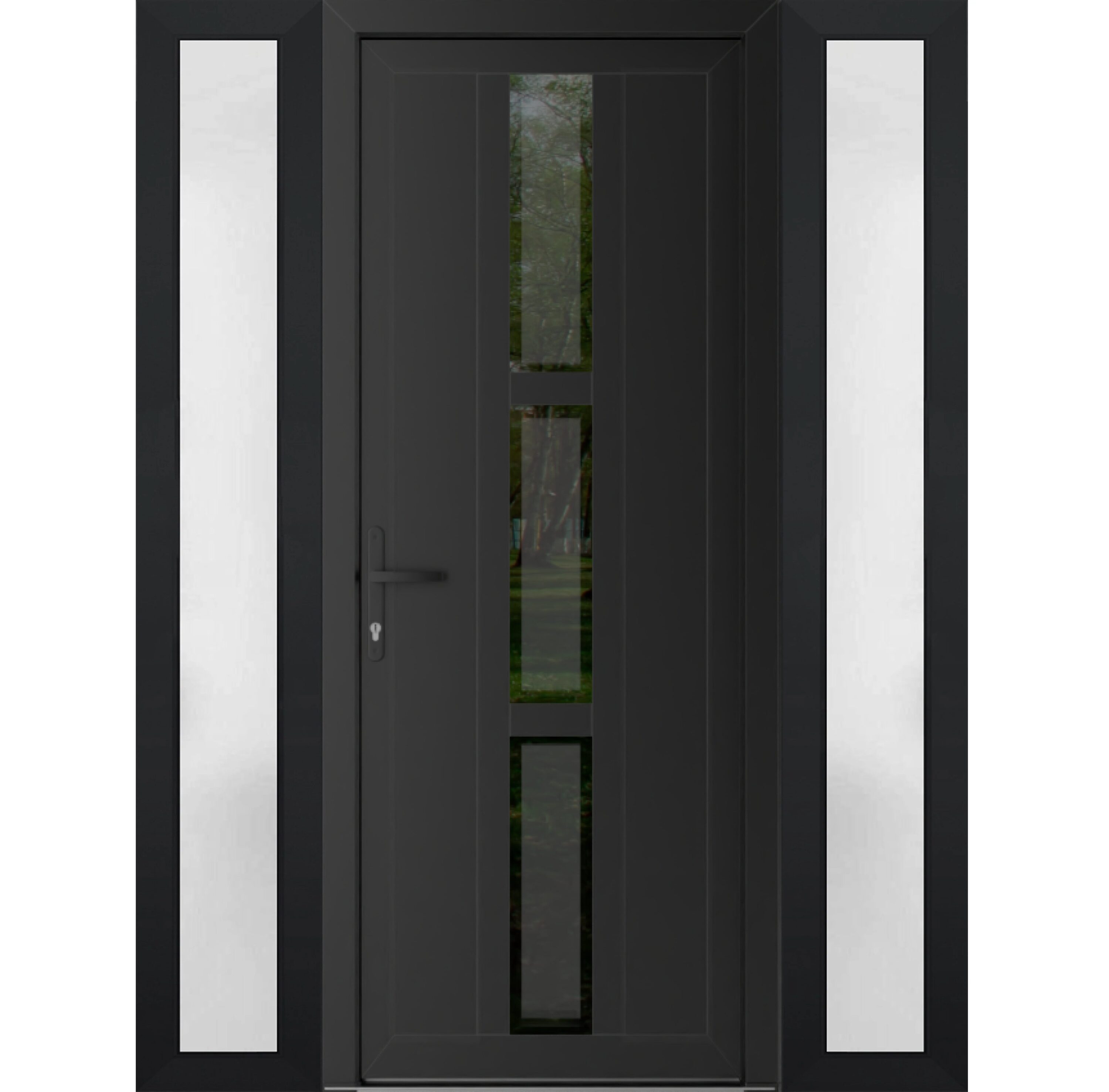 Vdom doors VDOMDOORS MANUX8112 Exterior Prehung Steel Door with Double Sidelites Matte Black 60-in x 80-in Right-hand inswing