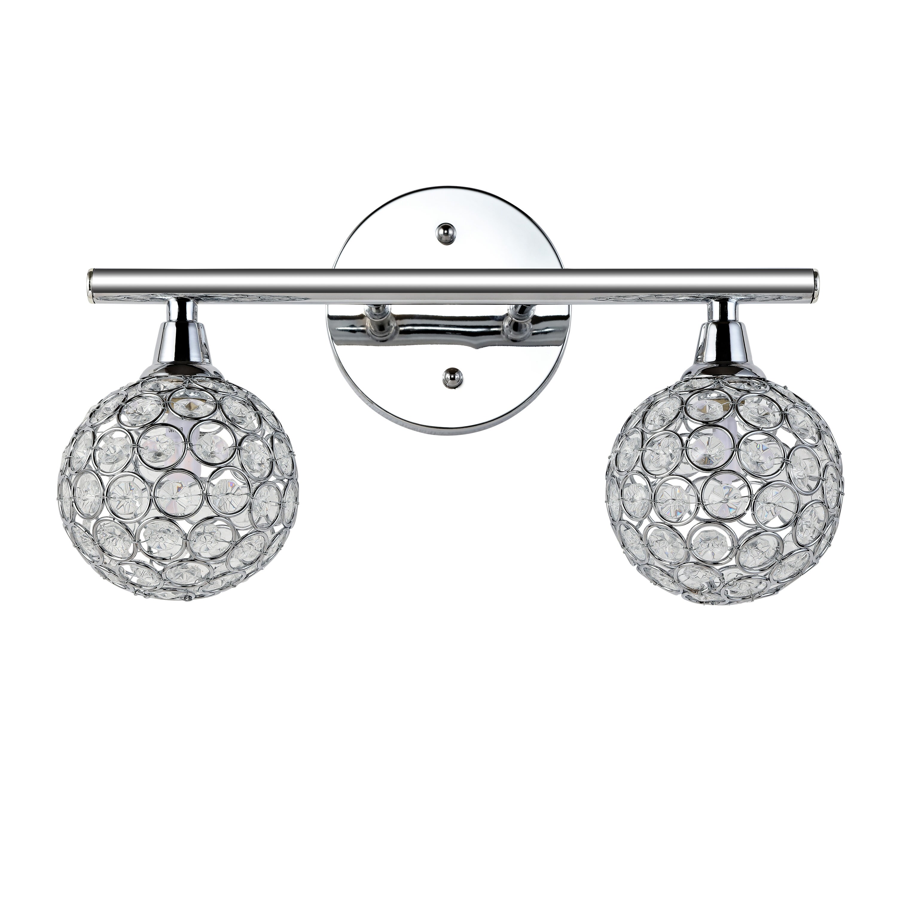 Maeve 13" Chrome 2-Light Iron and Glass Vanity Light