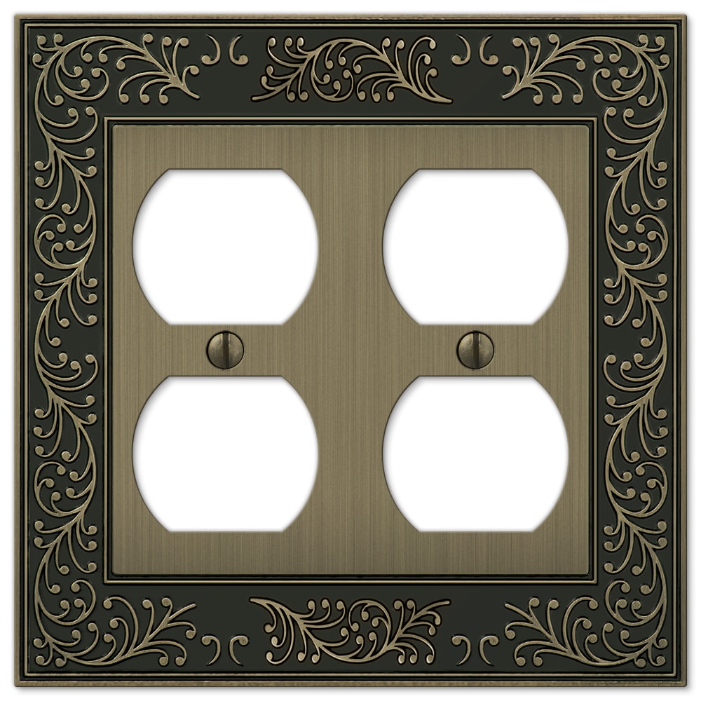 Amerelle 43DDBB 2 -Gang Specialty Size Brushed Brass Metal Indoor Duplex Wall Plate