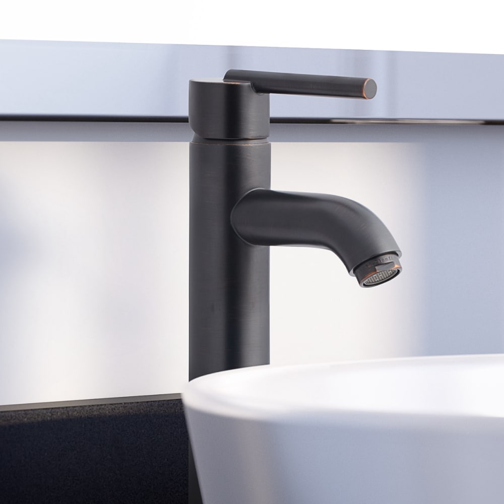 allen + roth 70-BVF11-BB-AR Harlow Oil rubbed bronze Vessel 1-handle WaterSense Waterfall Commercial/Residential Handle Bathroom Sink Faucet with Drain