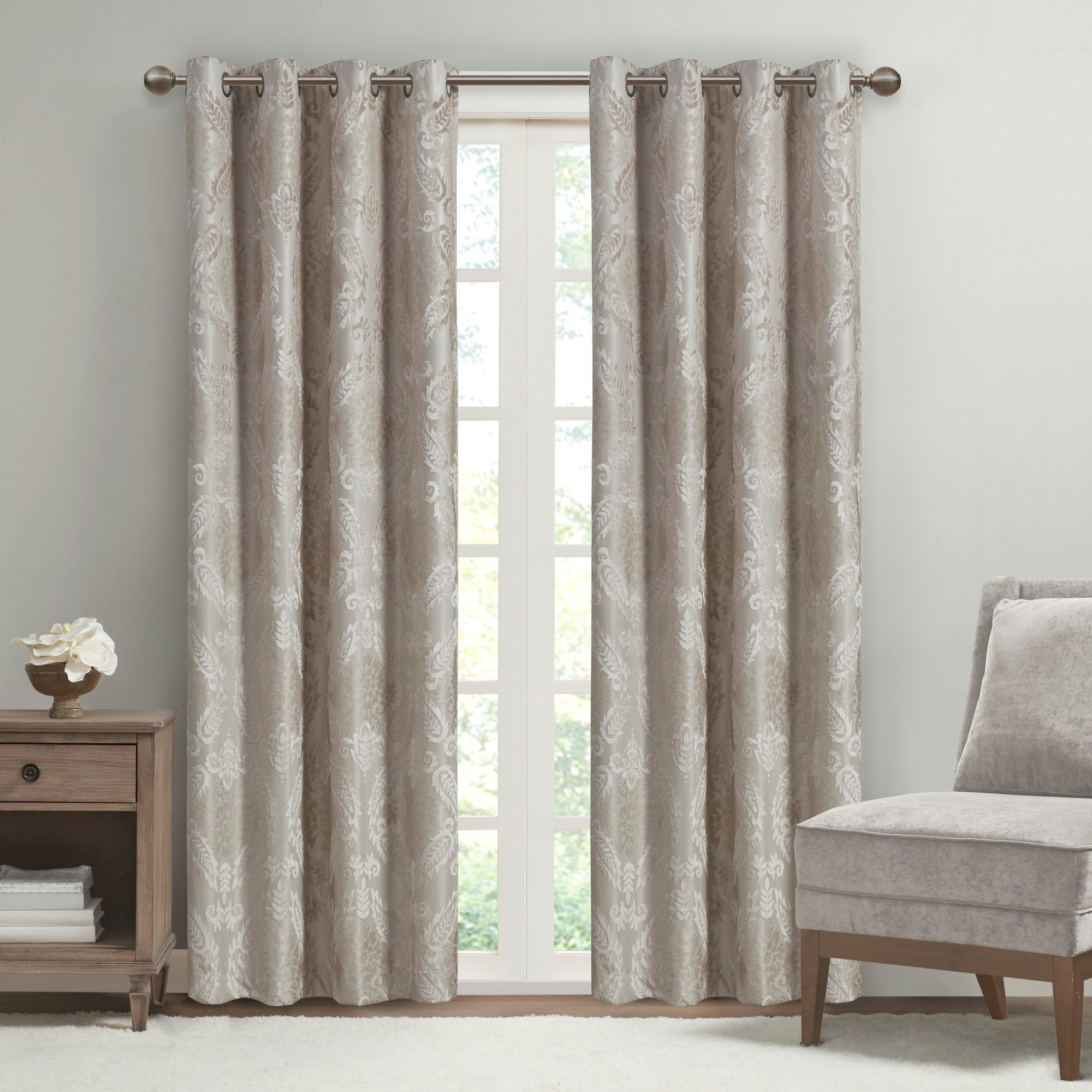 Sunsmart SS40-0205 108-Inches Champagne Geometric Blackout Grommet Single curtain panel