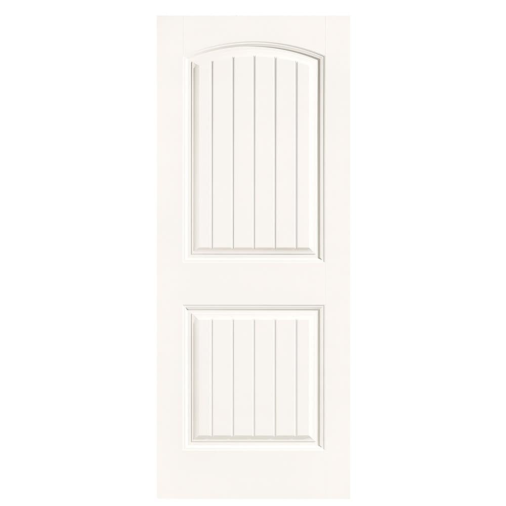 Masonite 1443659 Cheyenne 32-in x 80-in Snowstorm 2-panel round top plank Smooth Solid core Prefinished Molded composite Slab Door