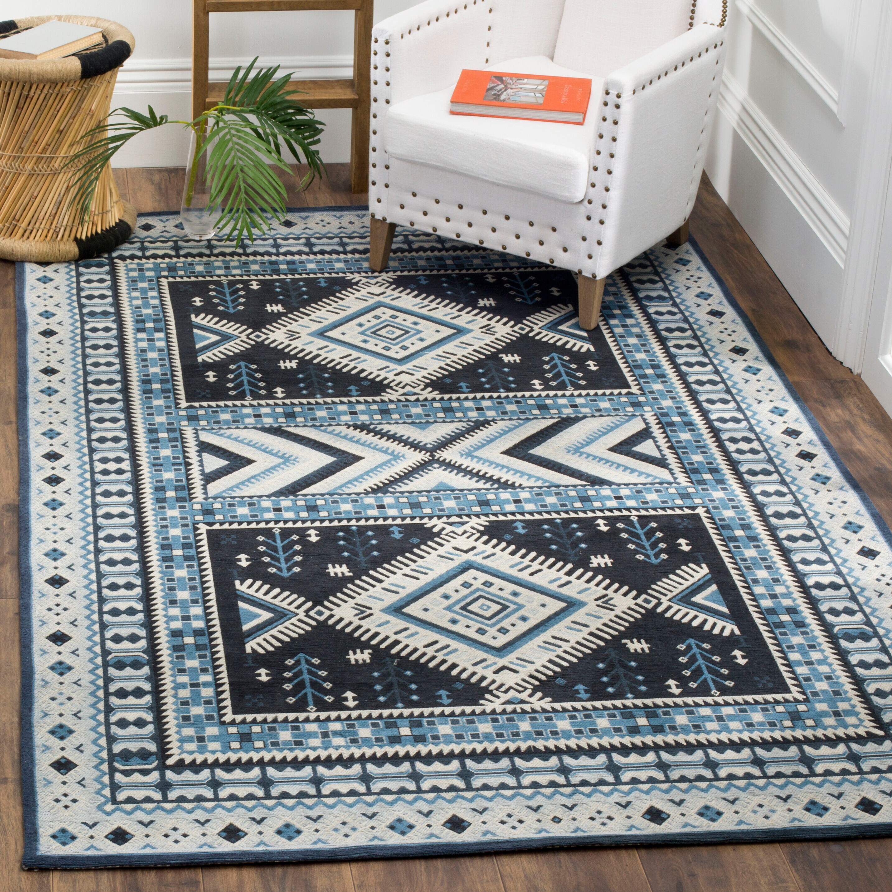 Safavieh CLV511A-8 Classic Vintage Clia 8 x 10 (ft) Loomed Cotton Navy/Light Blue Rectangular Indoor Abstract Global Area rug