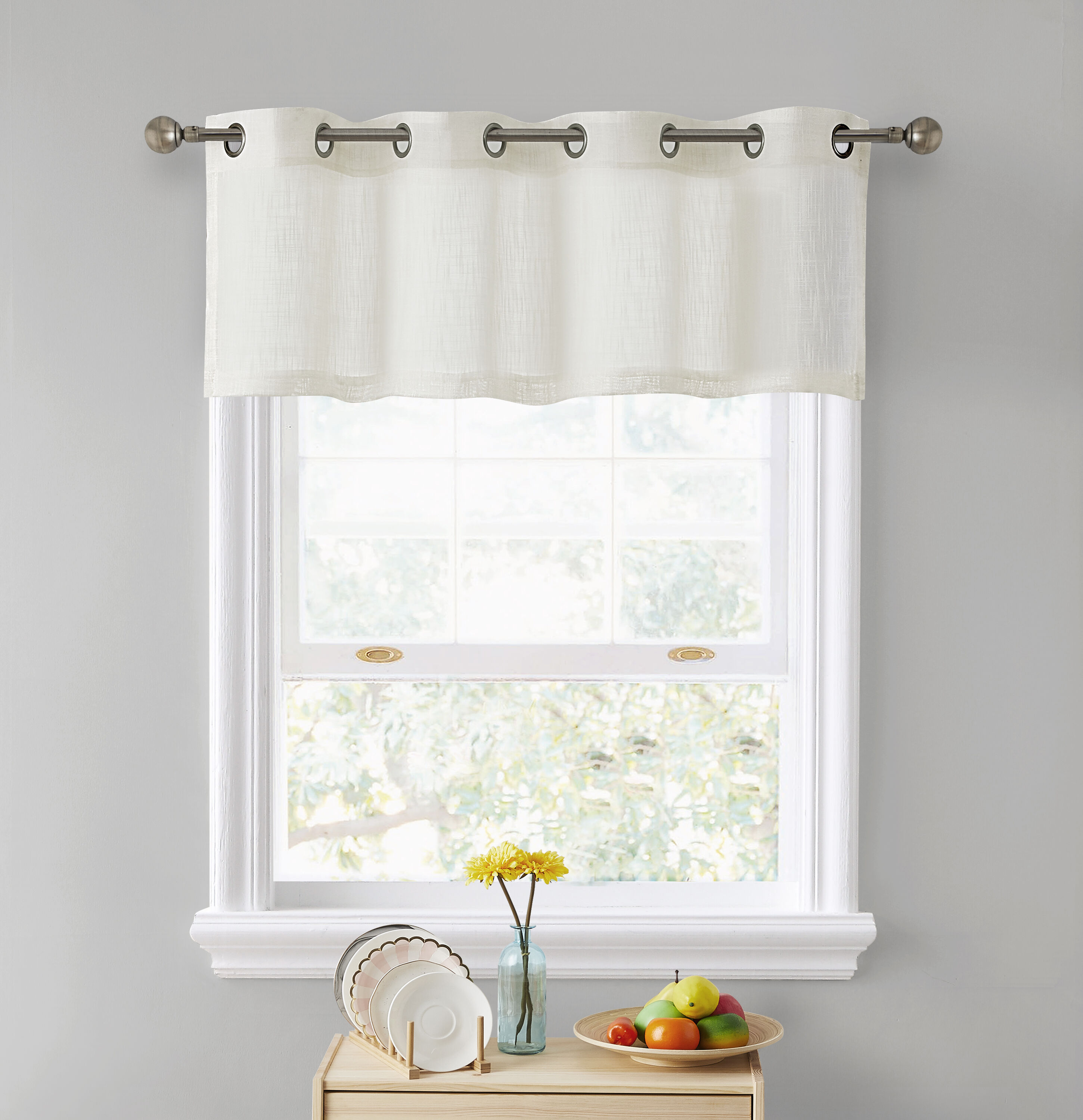 HLC.me 18-in Oatmeal Beige Semi-sheer Grommet Curtain Panel Pair in the ...