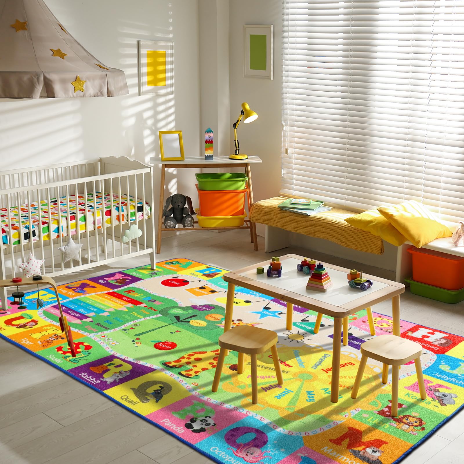 SenQWFa Kids Educational Rug 4x6 Washable ABC Alphabet Animal Learning ...
