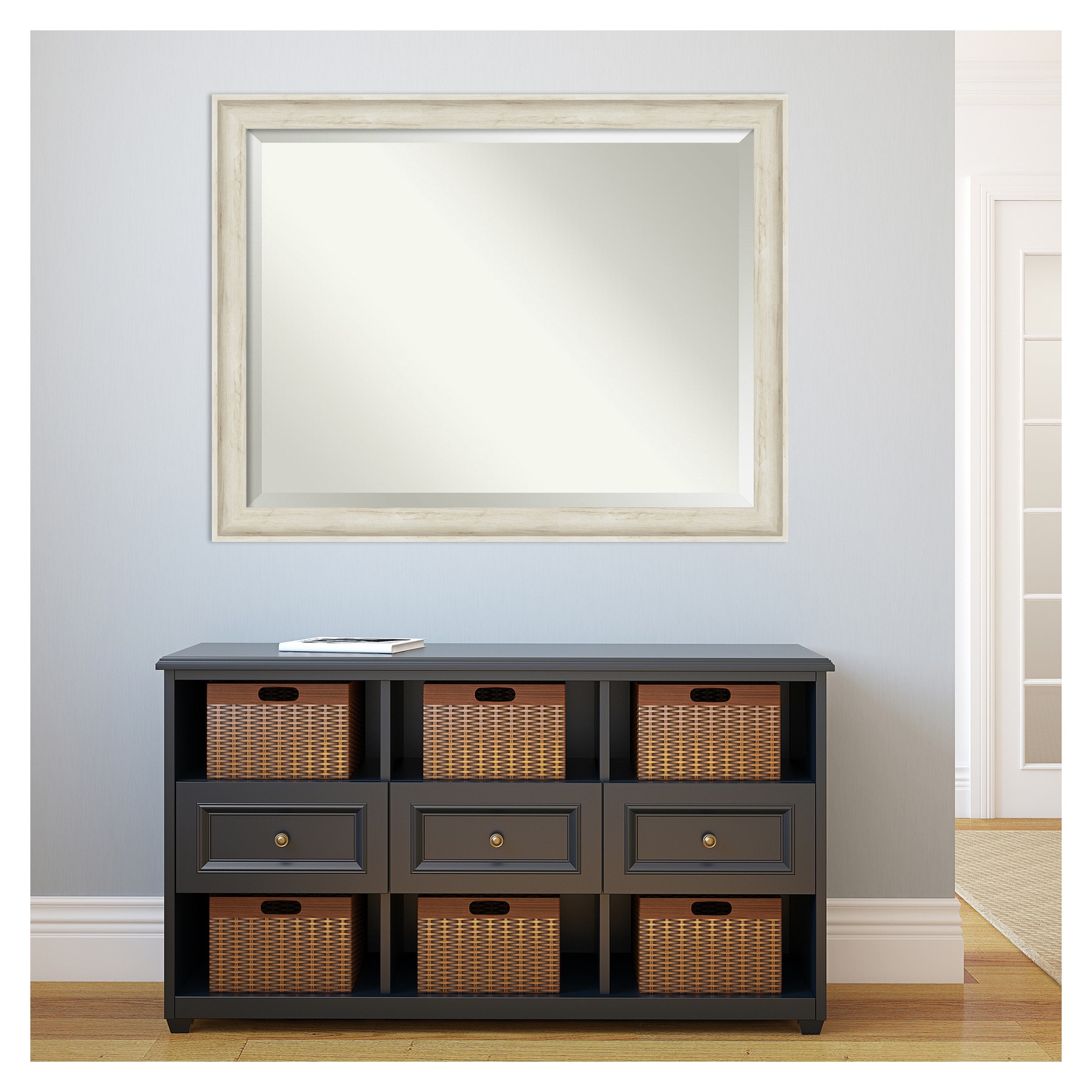 Regal Birch Cream Rustic Rectangular Wall Mirror 41.82" x 52.2"