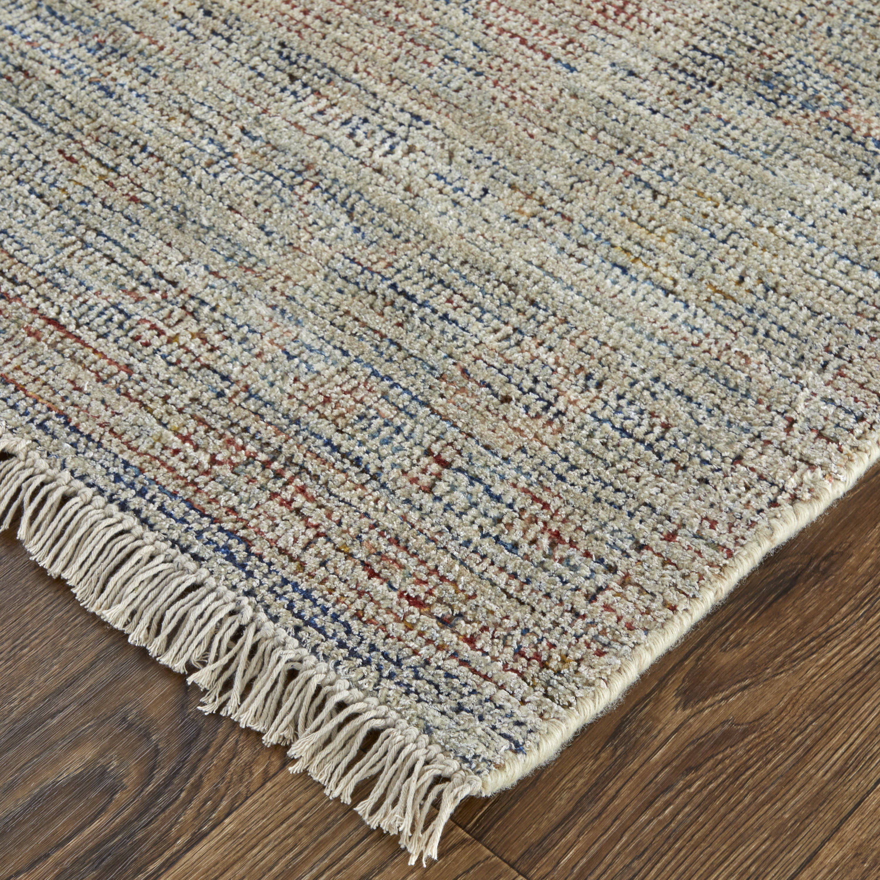 Caldwell Distressed Ivory Blue Red Wool Area Rug