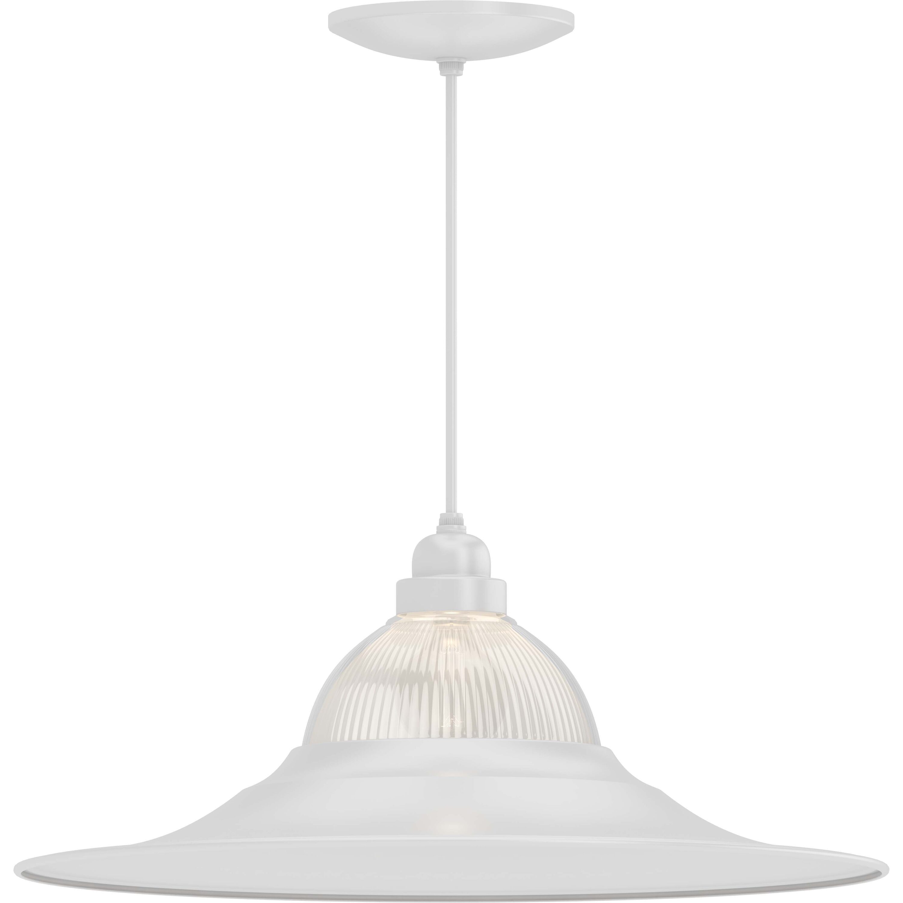 Volume Lighting V1810-6 1 -Light White Transitional Ribbed glass Dome Medium Hanging Pendant light